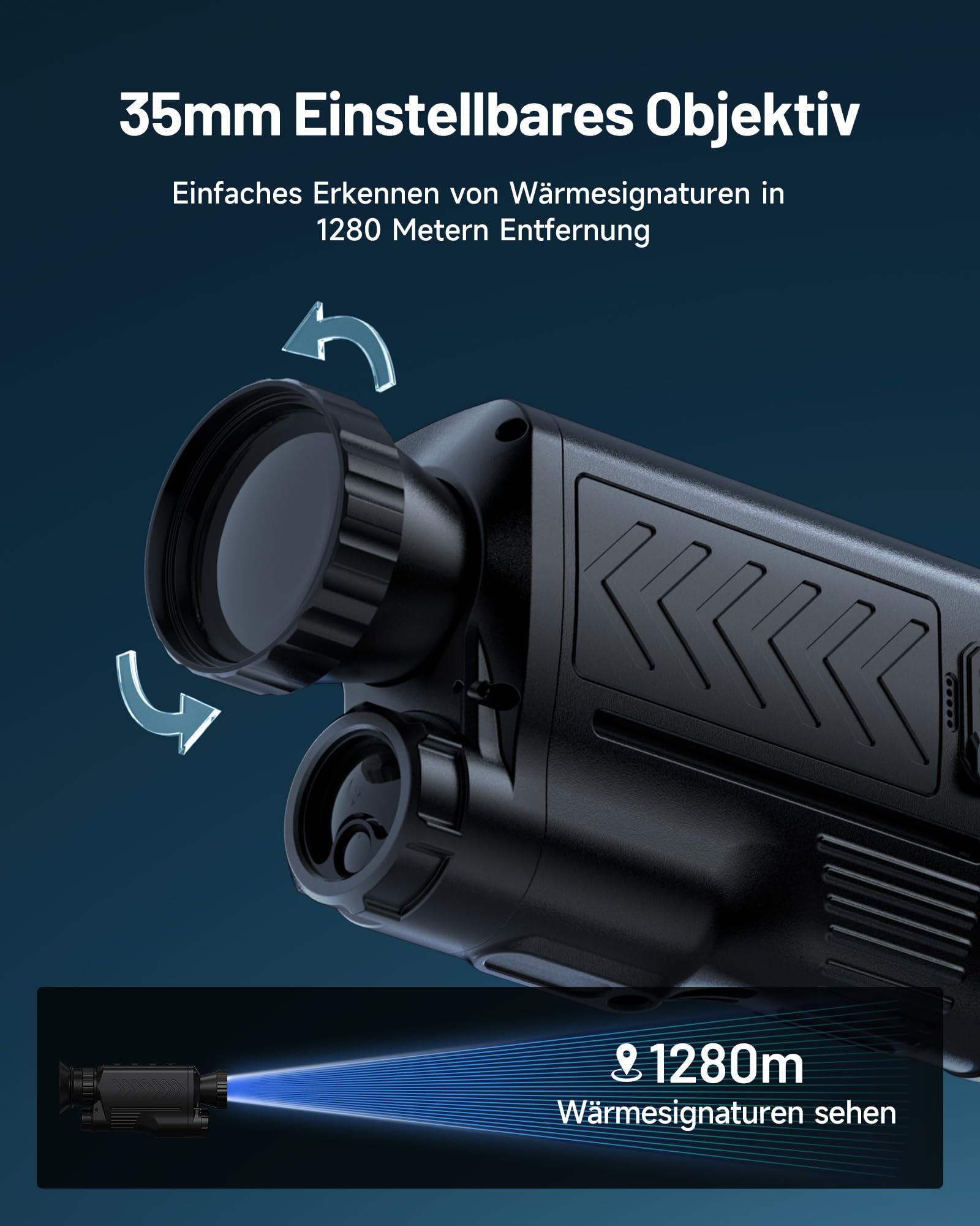 TOPDON TS005 Wärmebildkamera Jagd, 384x288 IR-Auflösung, 35mm verstellbares Objektiv, 600m Laserentfernung, 50Hz Wärmebild-Nachtsicht-Monokular, 64GB Speicher, für Tierbeobachtung & Outdoor-Erkundung