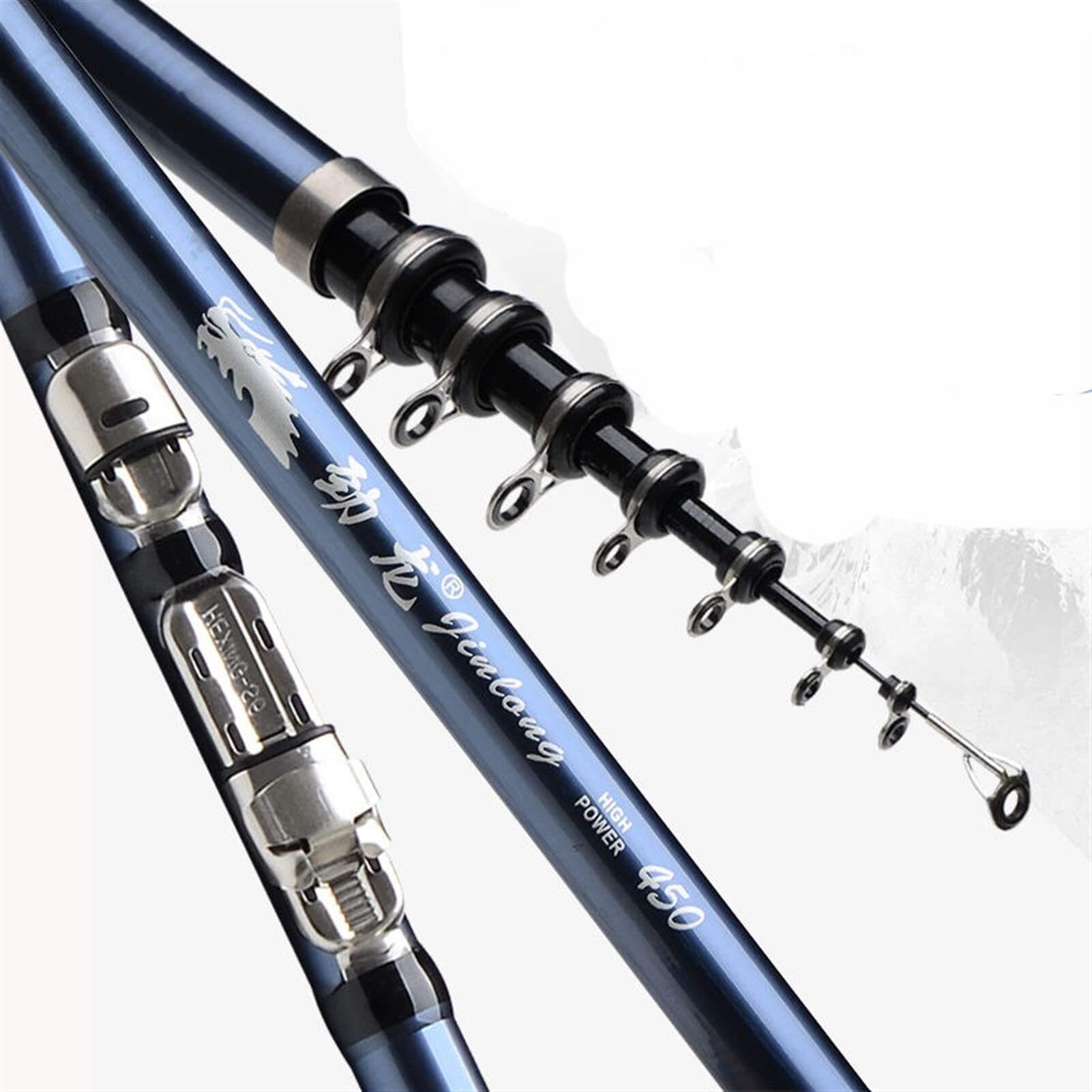 Canna da Pesca Canna da Pesca Elettrica Telescopica Roccia 2,7 M-5,4 M in Fibra di Carbonio Asta Viaggio Barche Mare