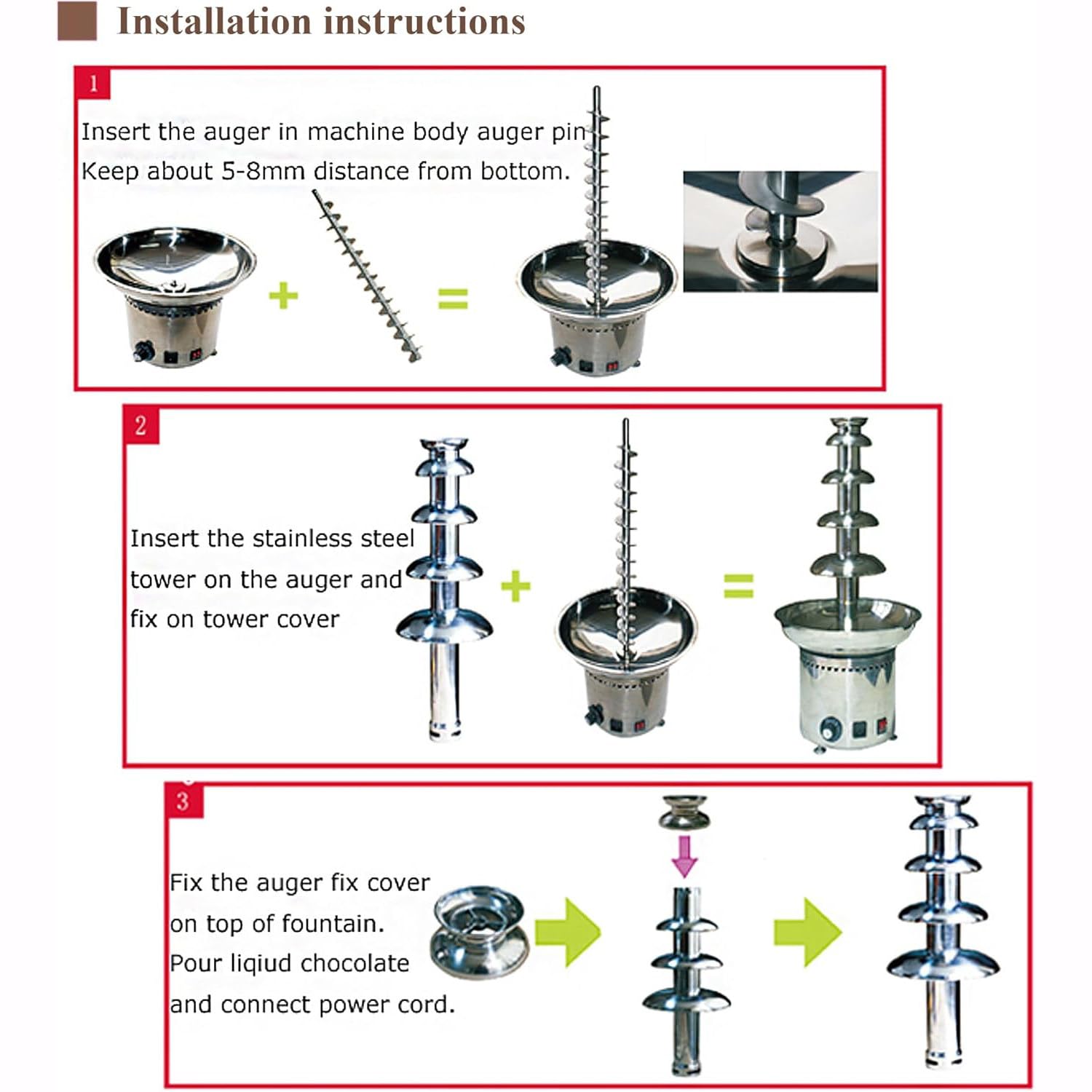 Máquina de fuente de chocolate eléctrica de acero inoxidable, fuente de fondue de 4 niveles para derretir chocolate, dulces, mantequilla y queso, perfecta para fiestas y eventos