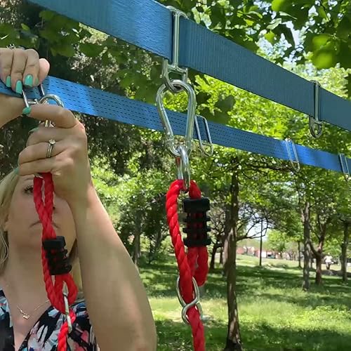 Miniatura 8 de Lily's Things Repuesto de línea de holgura y trinquete para juegos de cursos de doble ninja - Ninja Slackline..