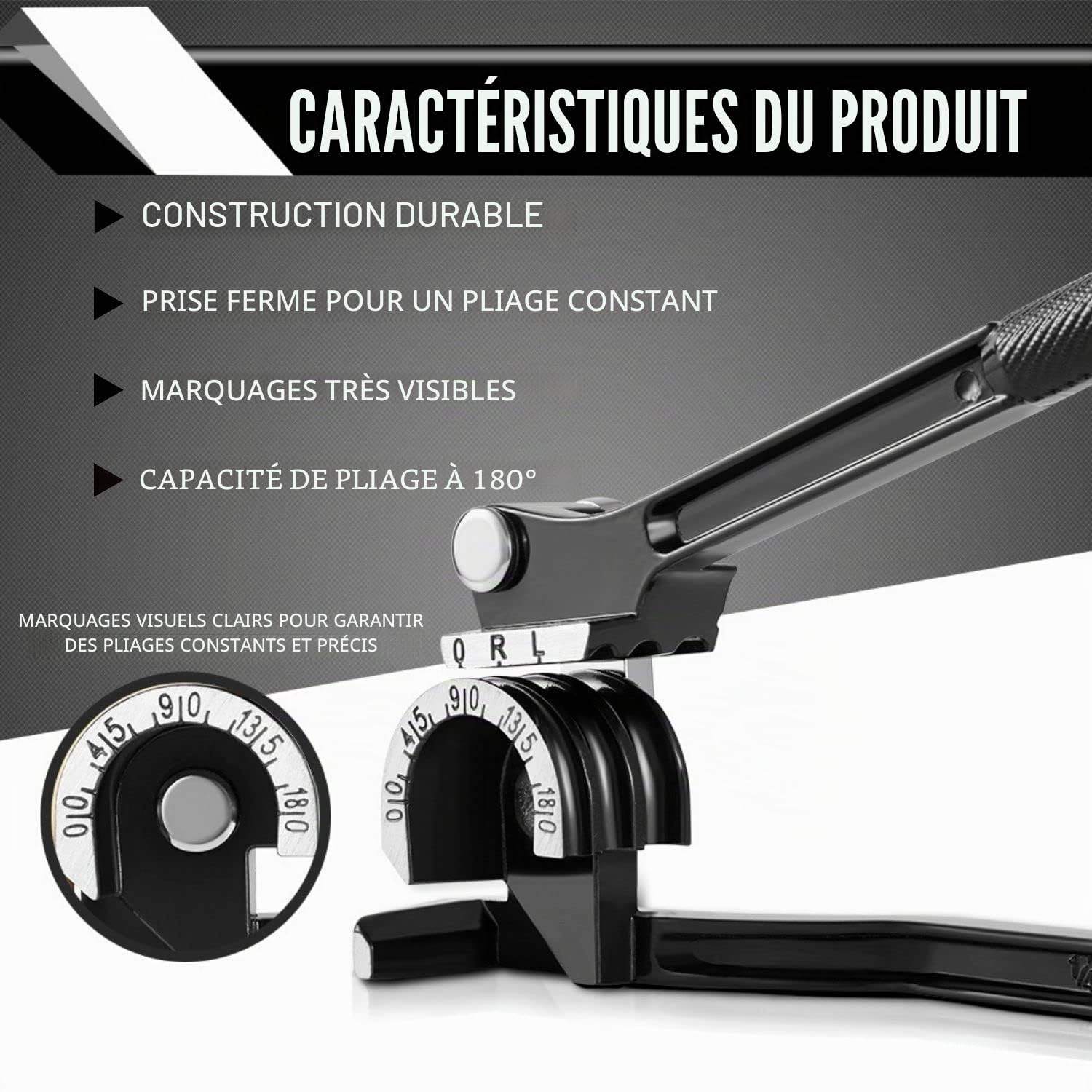 Flexzion Cintreuse de tubes – Cintrage manuel de tubes OD 3 tailles 6,35 mm, 1,6 cm, 9,5 mm, levier à 180 degrés, coude robuste, cuivre, laiton, aluminium et métal souple pour tuyaux CVC, eau, gaz,
