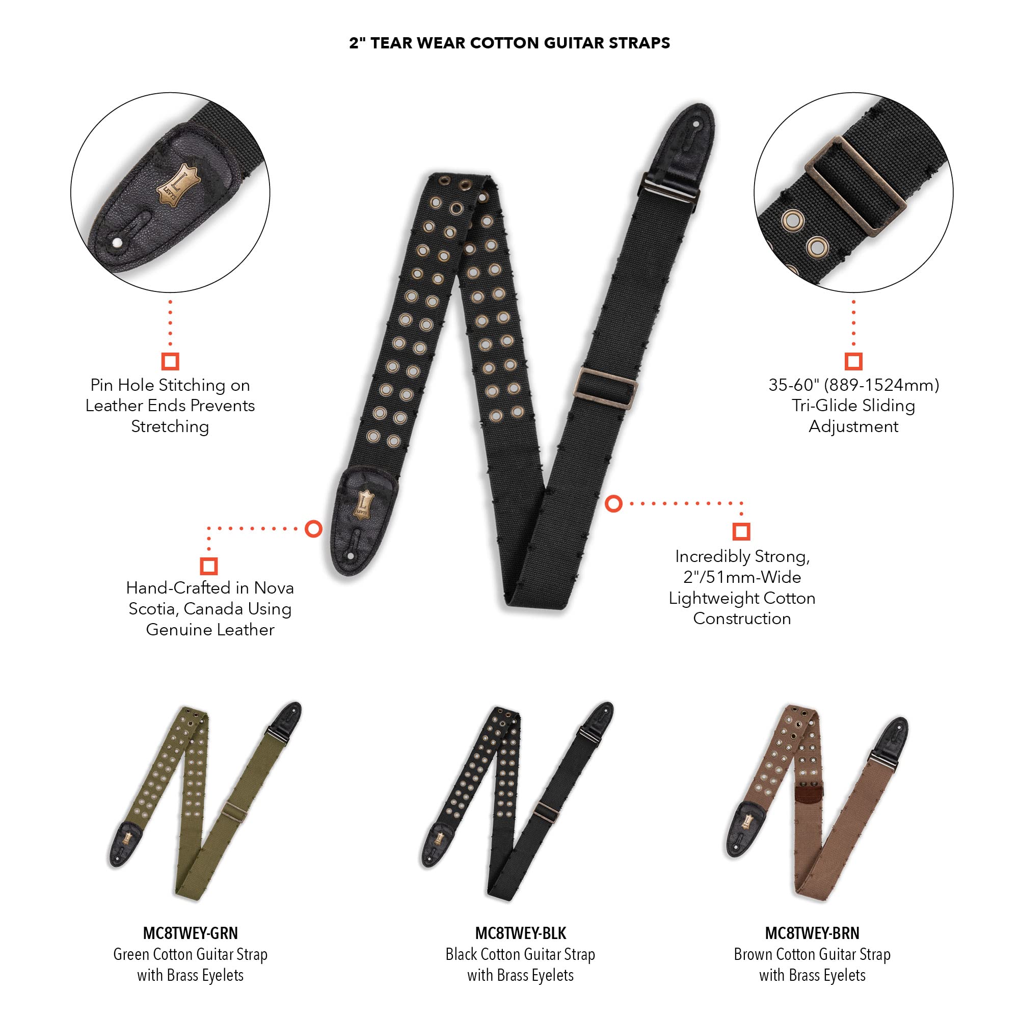 Levy's Leathers Guitar Strap (MC8TWEY-BRN)