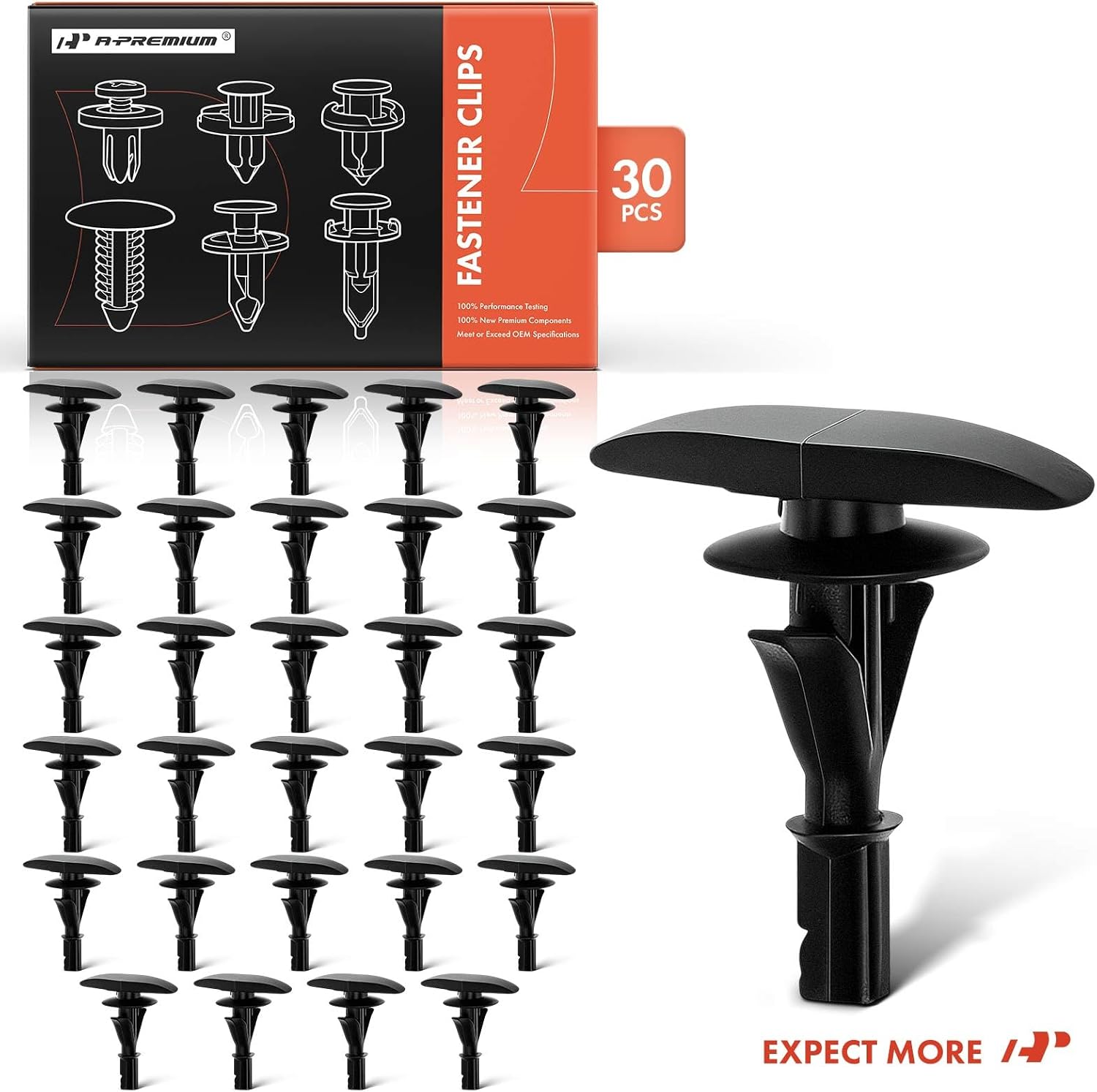 A-Premium 30 PCS Nylon Weatherstrip Car Retainer Fastener Push Pin Clips Compatible with Ford F-150 F-150 Heritage Lightning F-250 Super Duty F-350 F-550 F-600 Super Duty Explorer Escape - for 4mm