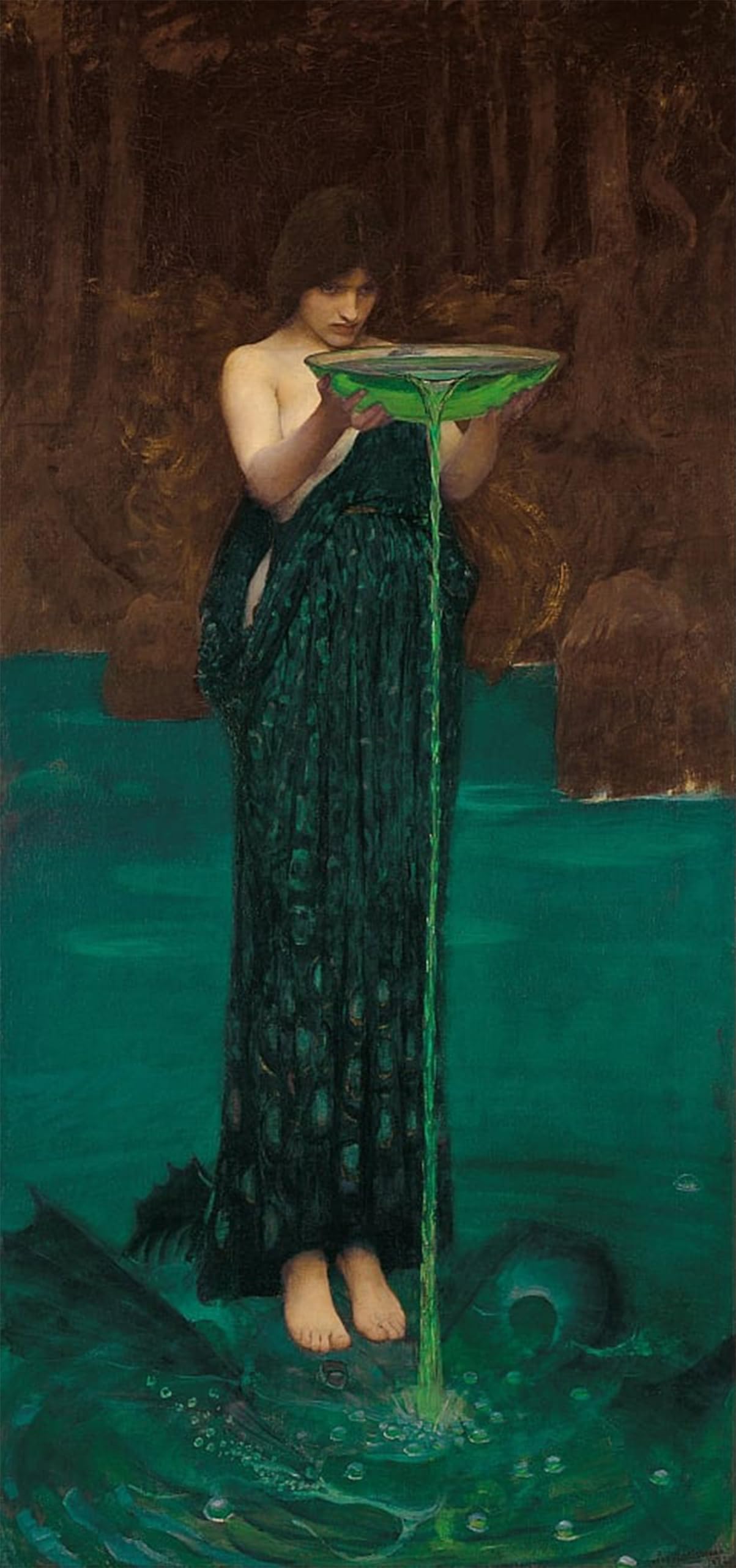 SERENDIPITP Abstract Painting Mural Print Picture Wall Decor Painting a Mermaid by John William Waterhouse Vintage Wall Artwork for Home Decor 60x90cm