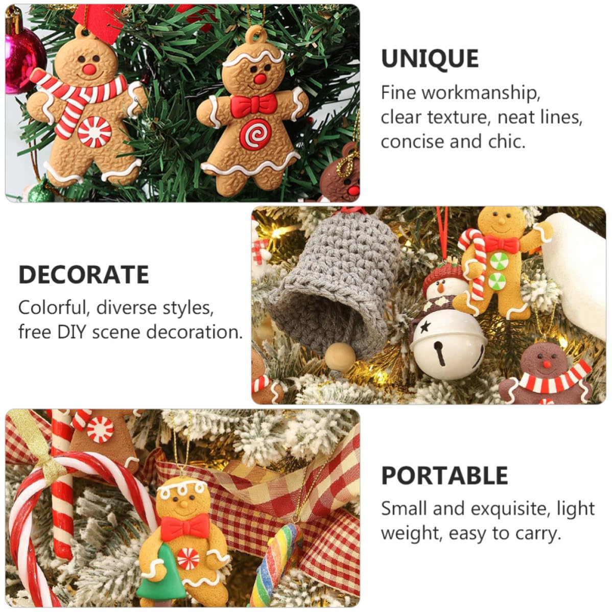 BESPORTBLE 72 Piezas Adorno Colgante de Pan de Jengibre Navideño de PVC