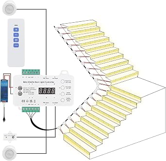 Motion Sensor Stair Lights Kit 20 Step Daylight Sensor 3000K