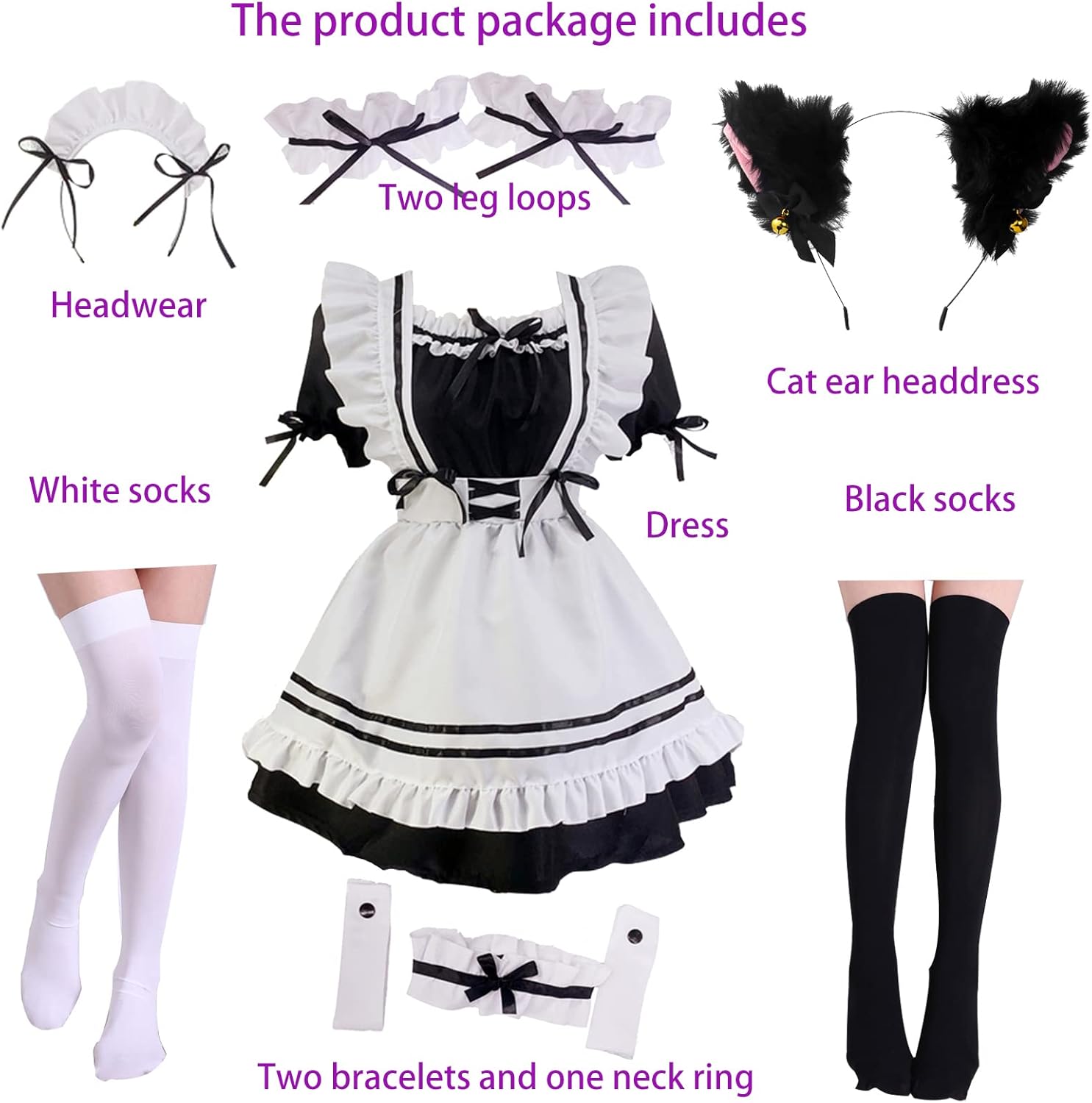 Japanese Maid Outfit Anime French Maid Apron Classic Lolita Fancy Dress Cosplay Costume for Halloween Party - Image 2