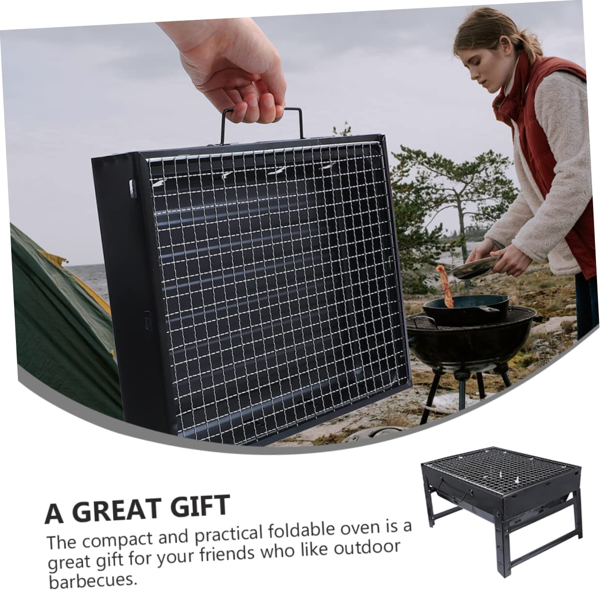 Grill Ogrodowy Przenośny Grill Kempingowy Grill Łatwy Do Pieczenia Mały Składany Grill Wykonany Z Wytrzymałej Stali Do Gotowania Na Świeżym Powietrzu