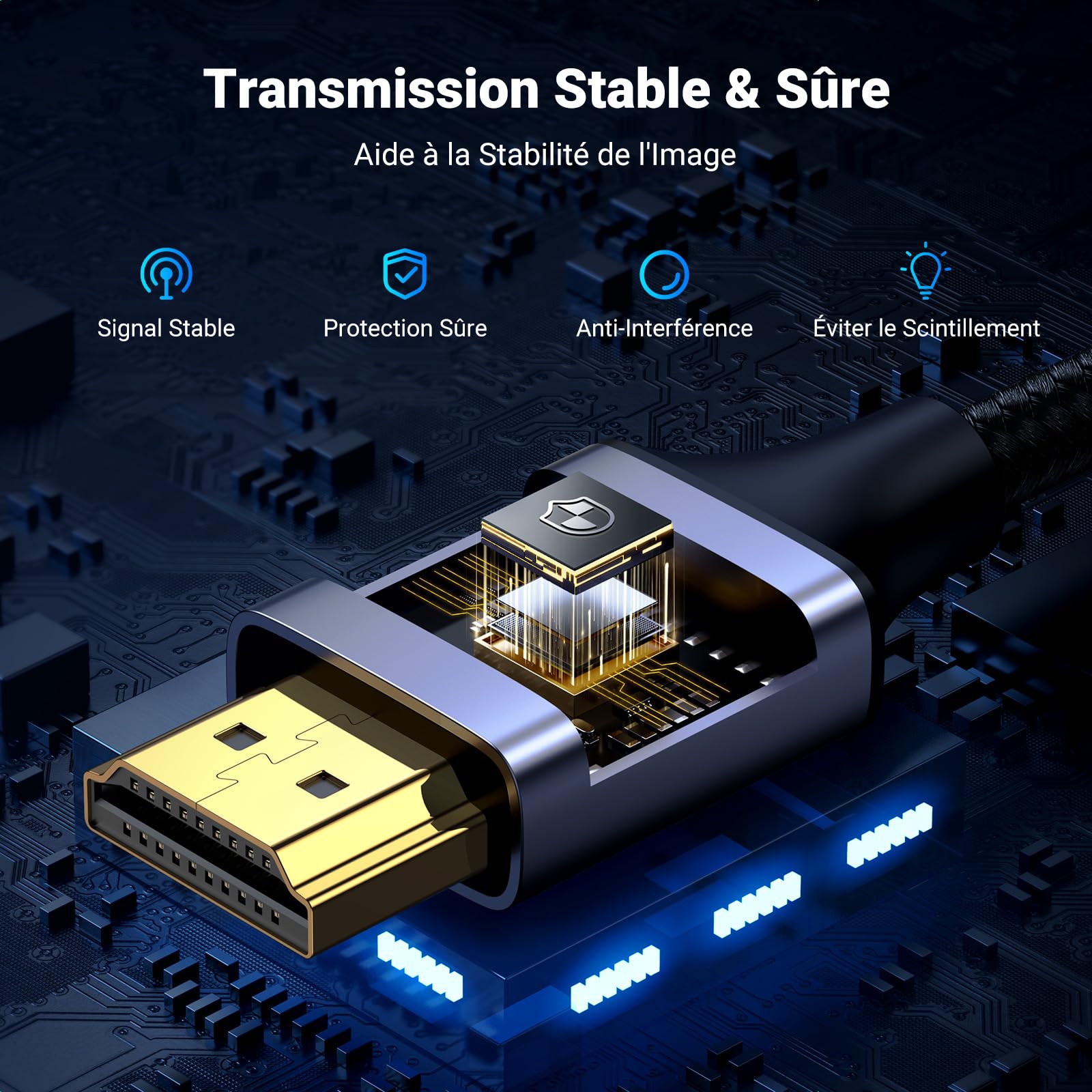 UGREEN Câble Micro HDMI vers HDMI 4K 60Hz Câble Mâle vers Mâle Micro HDMI2.0 Nylon Tressé 3D ARC HDR Compatible avec Asus Zenbook Huawei MediaPad Raspberry Pi 4 Hero 7 6 5 Moniteur Caméra (1M)