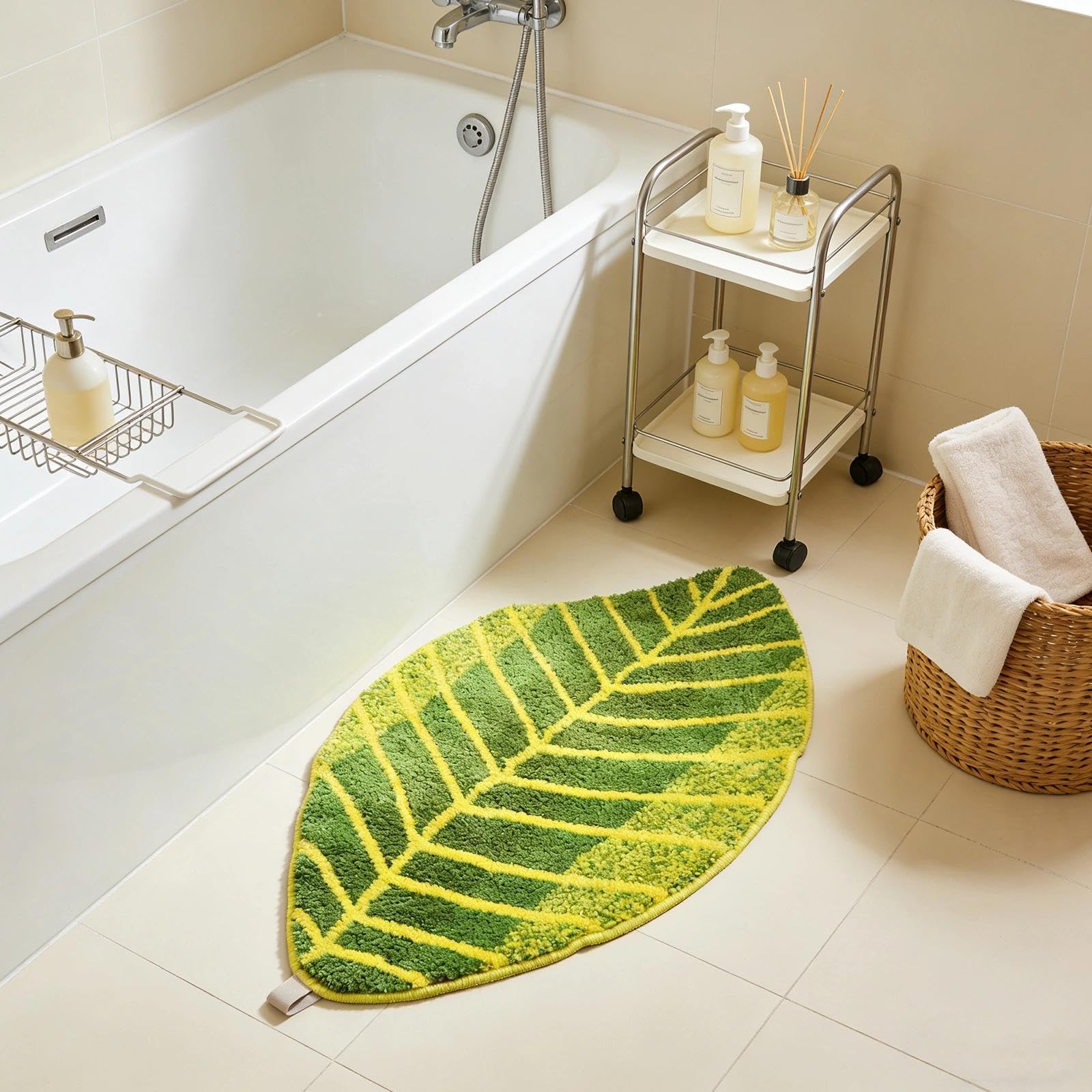 Antislip badkamertapijt, zacht en inspirerend, wasbaar, groen tapijt