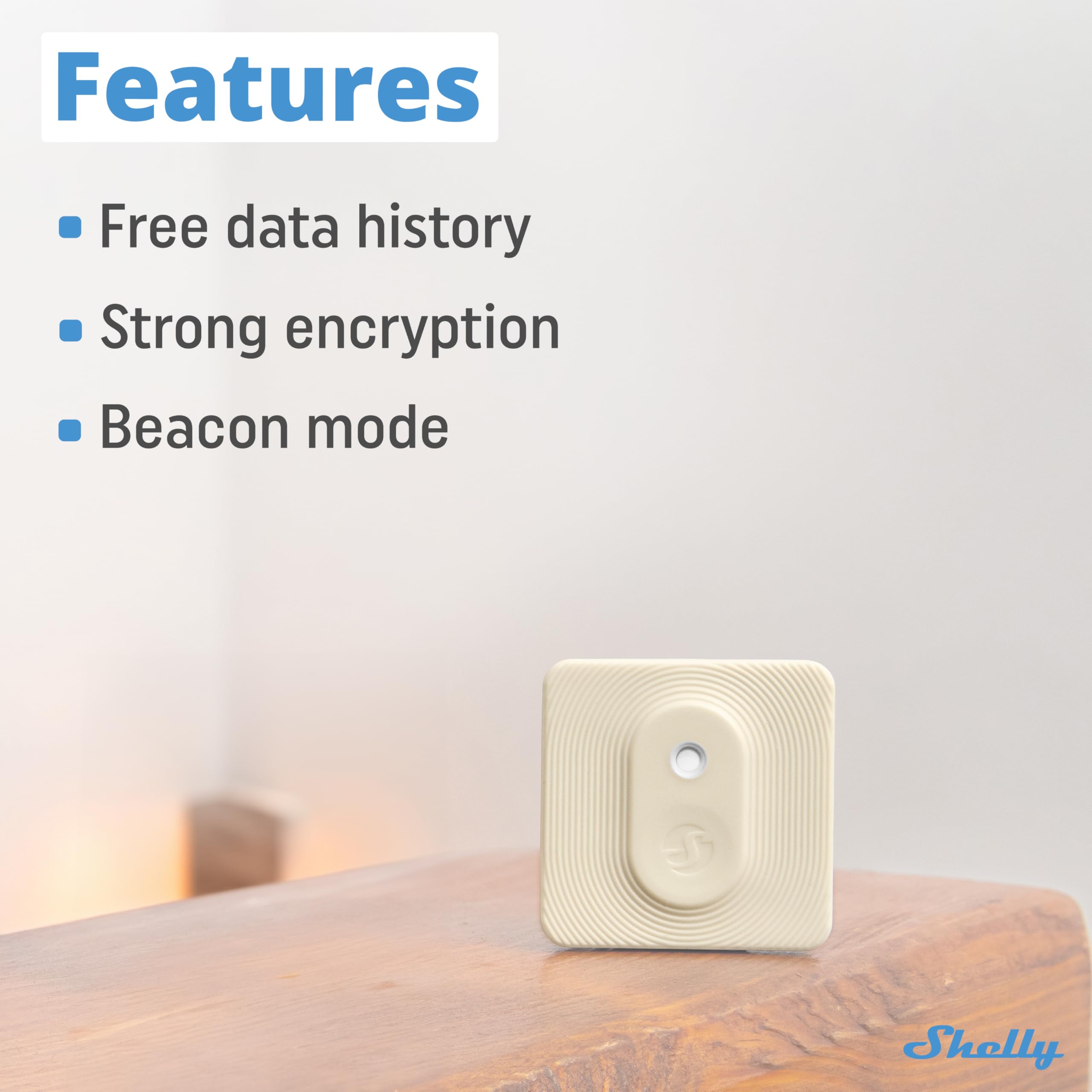 Shelly BLU H&T Kość Słoniowa - czujnik temperatury i wilgotności Bluetooth, inteligentny termometr i higrometr wewnętrzny/zewnętrzny, stopień ochrony IP54, nie wymaga HUB-a, zdalne sterowanie
