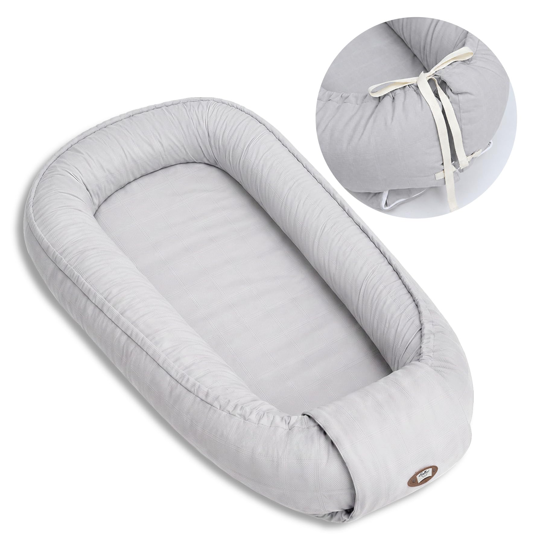 Babynest Neugeborene 95x56cm,Vollständig Abnehmbar Nestchen Baby,Waschbar Verstellbar Babynestchen Tragbar,Multifunktional Kuschelnest für Jungen und Mädchen,Grau
