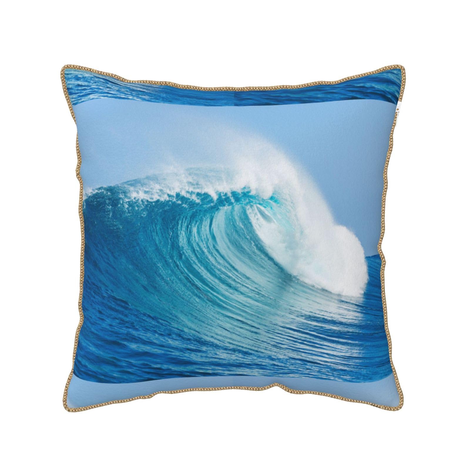 Housse de coussin en velours bleu ocean vagues housse oreiller deco salon canape