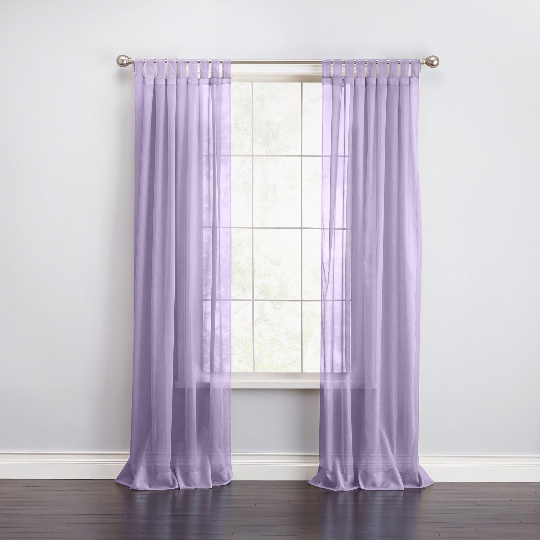 BrylaneHome BH Studio Sheer Voile Tab-Top Panel - 60" W 63" L, Lavender