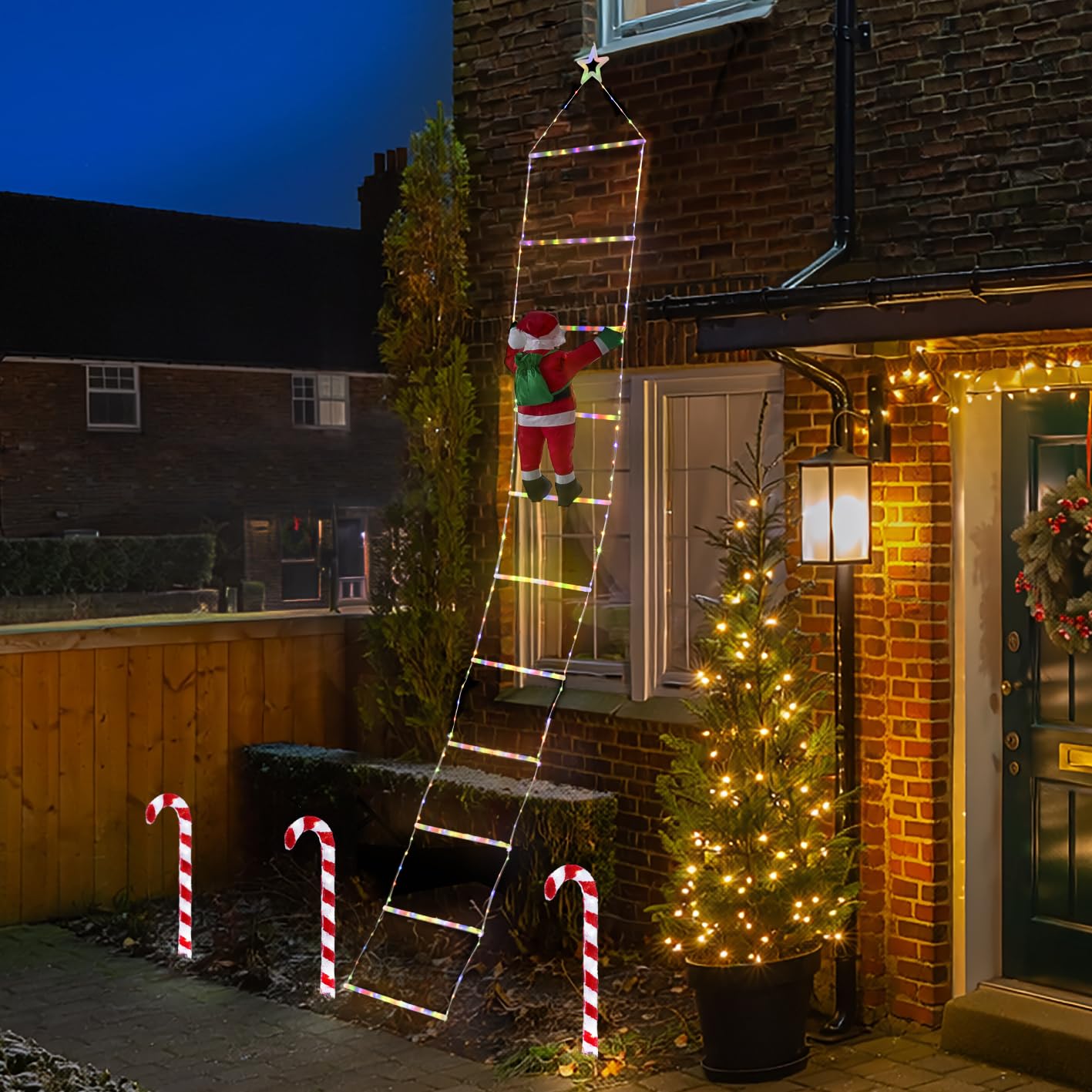 The Christmas Workshop 10ft Santa Ladder Lights with 320 Multicolour LEDs