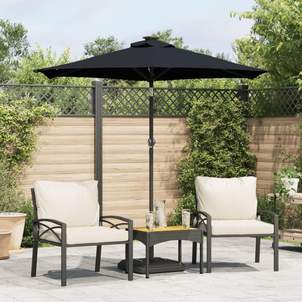 SYDE Parasol ogrodowy 225x225x212 cm Czarny stalowy słupek