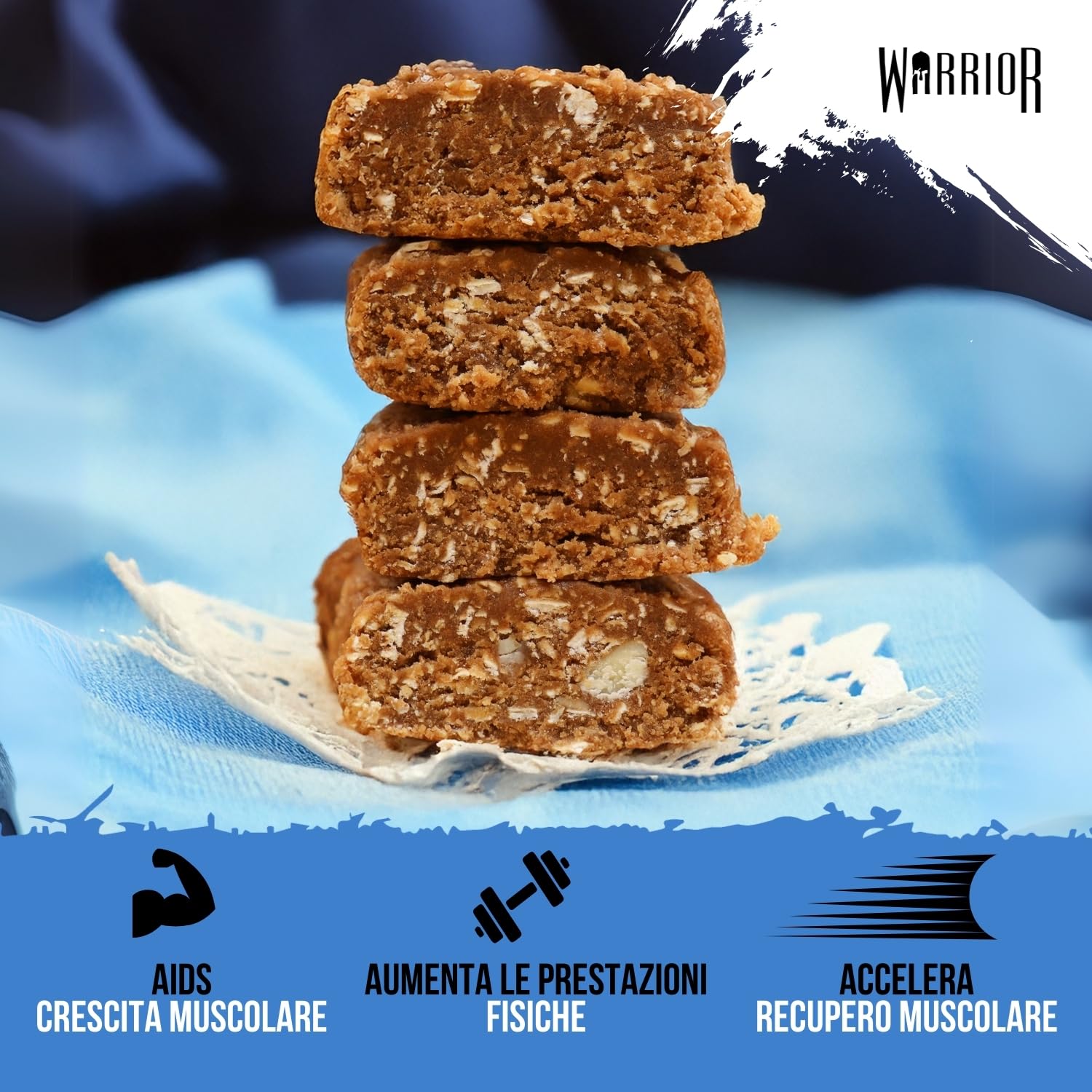 Warrior Raw Barretta Proteica 12 x 75 g – Barrette Proteiche ai Fiocchi d'Avena, Snack Proteico Senza Zucchero con Fibre e Prebiotici – Frutti di Bosco al Miele