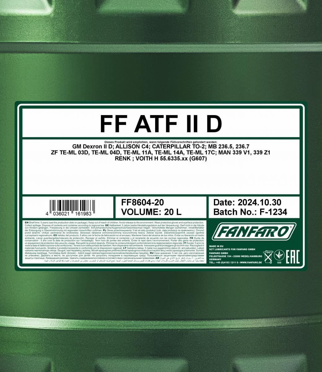 1 x 20 l FANFARO ATF DII / olio servo rosso GM Dexron II