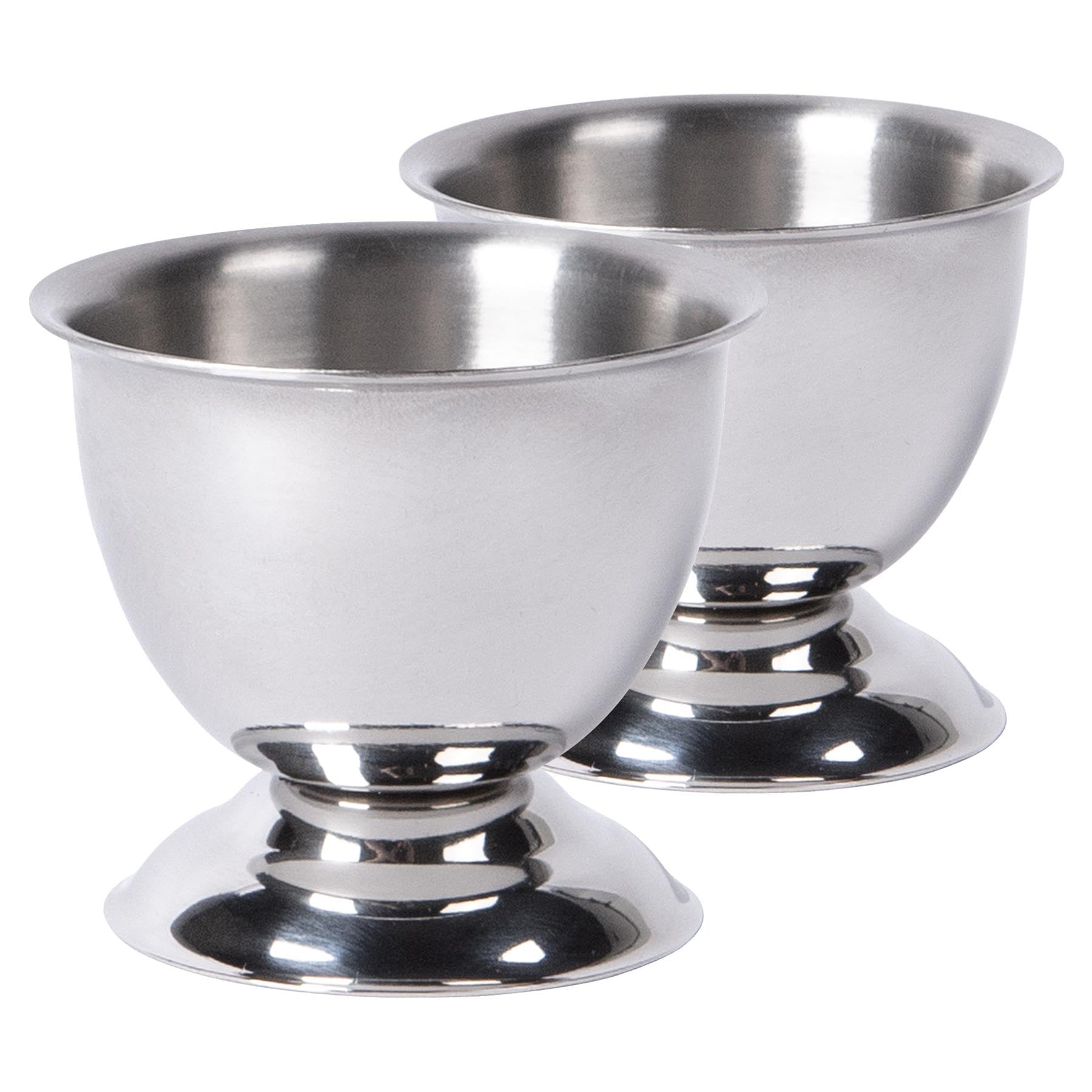 Argon Tableware Stainless Steel Egg Cup - Pack of 2 - Modern Style Metal Breakfast Brunch Easy Clean Hard Soft Boiled Eggs Dipping Holder Stand