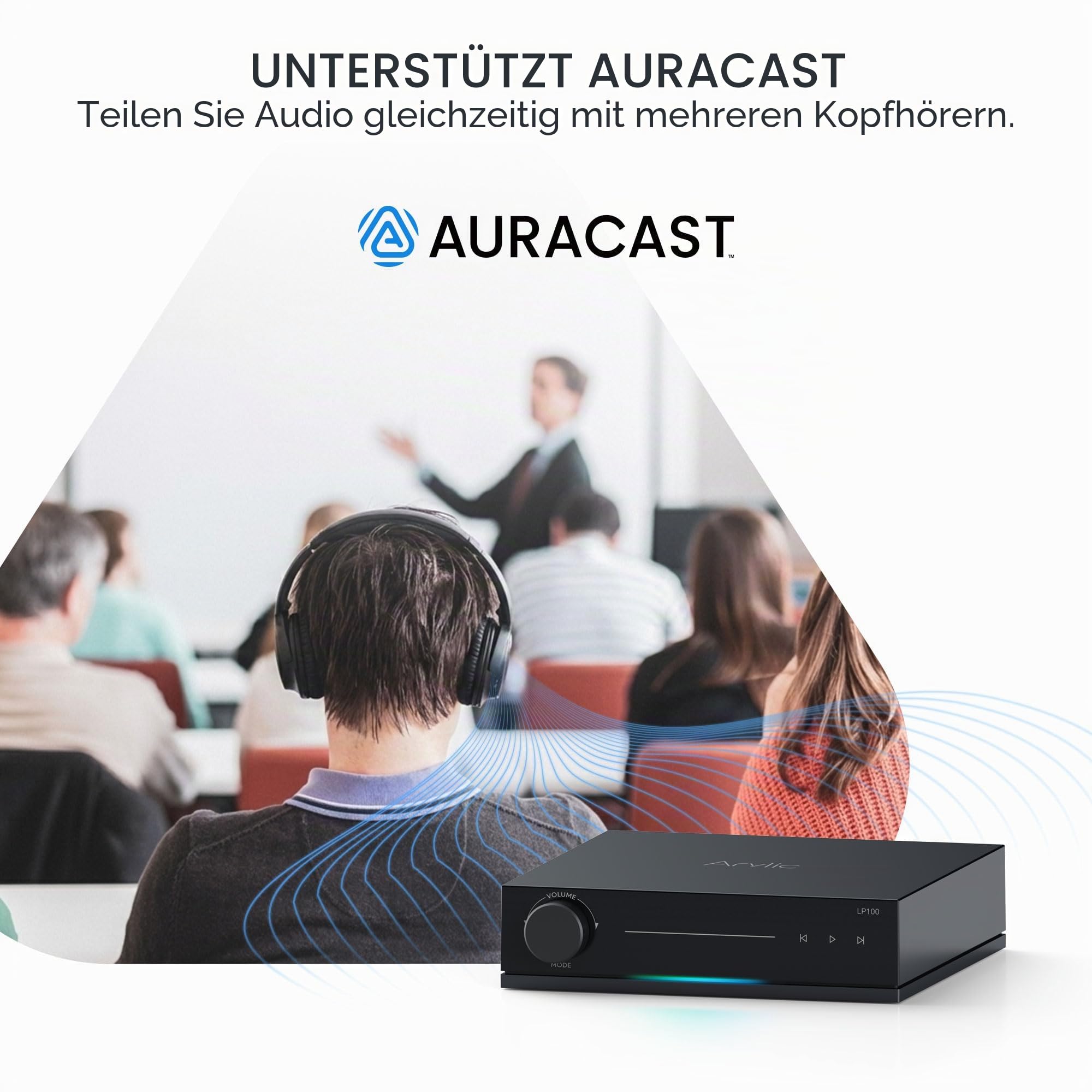 Arylic LP100 Music Streamer, Wireless Bluetooth 5.4 & WiFi Audio Preamp with AirPlay 2, Google Cast, Spotify/Tidal/Qobuz Connect, Auracast, HDMI eARC, Optical/Analog Inputs, 192kHz/24bit Hi-Res