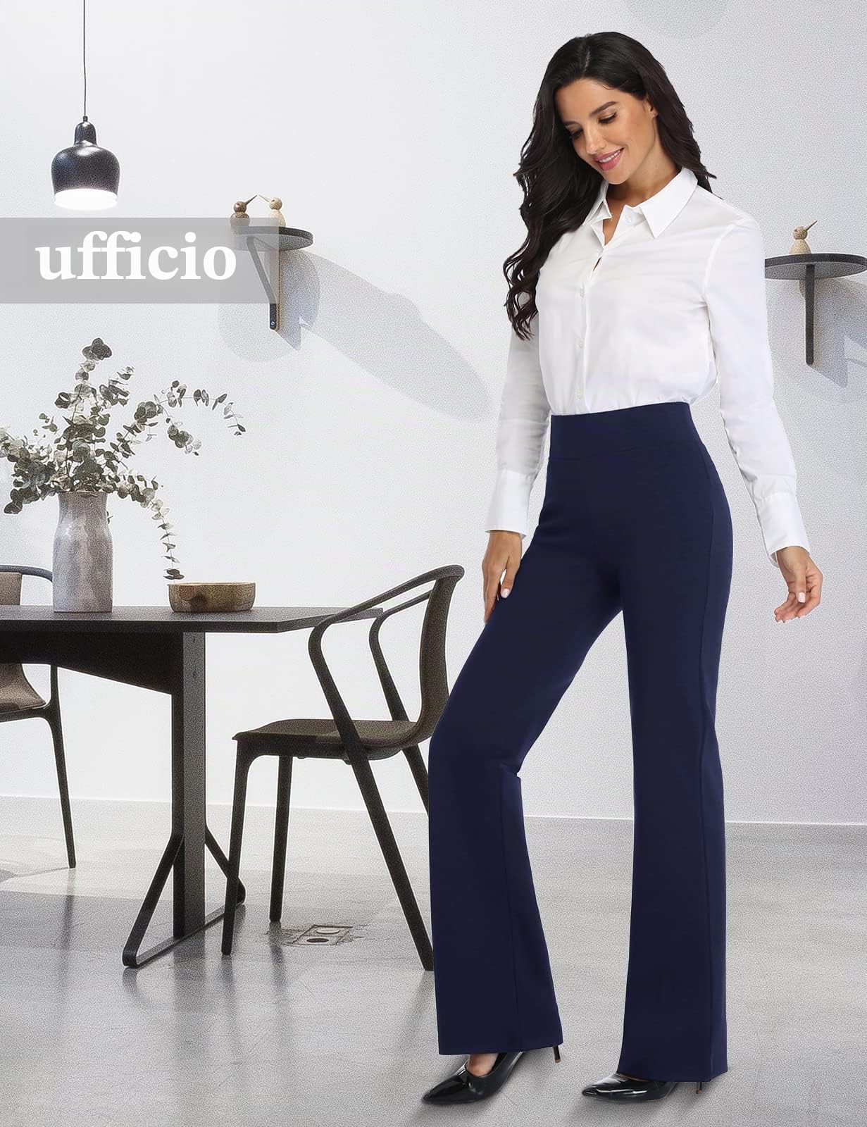 Tapata Donna 71cm/76cm/81cm/86cm Pantaloni Bootcut Elasticizzati a Vita Alta, Tall/Regolare/Pettie per Ufficio Affari Casual