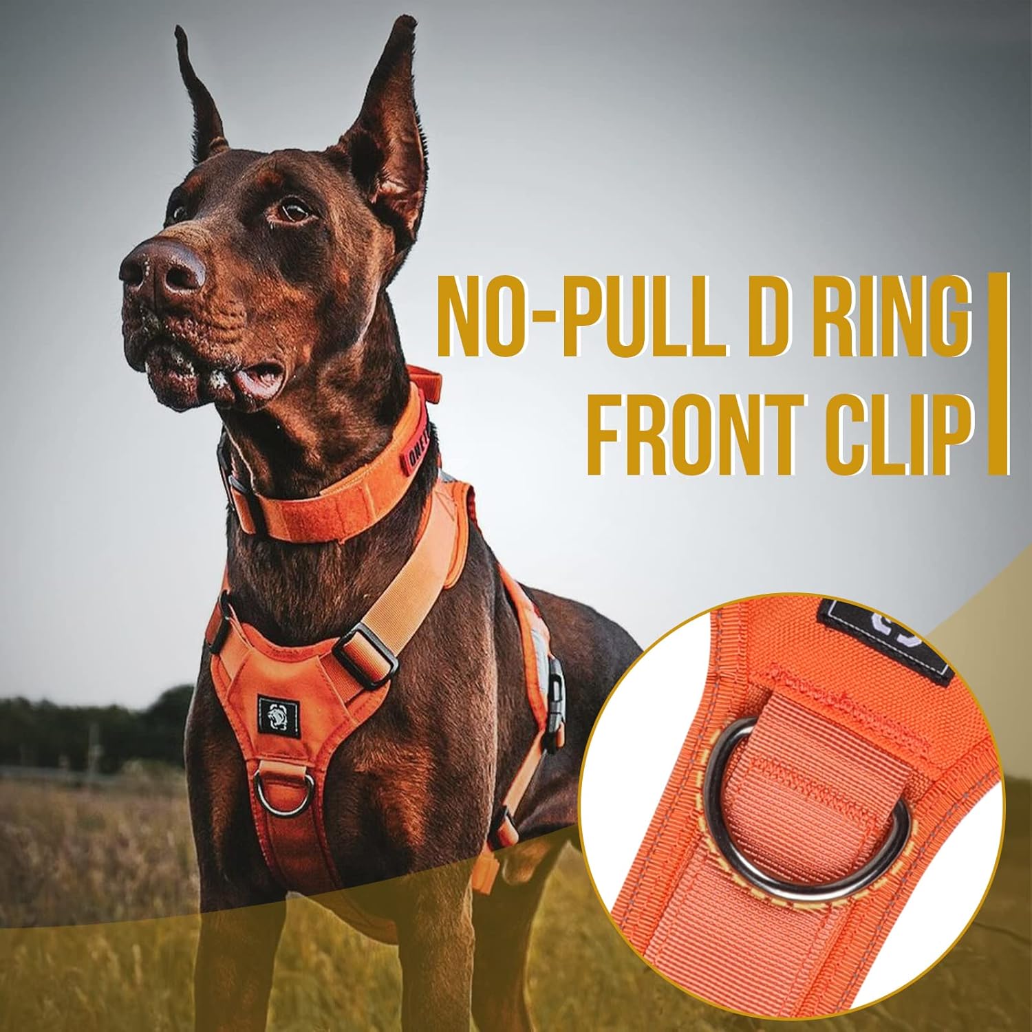 OneTigris Service Dog Safety Vest, Tactical Reflective Dog Harness with No Pull D-Ring & Handle, High-Visibility Lightweight Suit for Search and Rescue Dog (L, Orange)