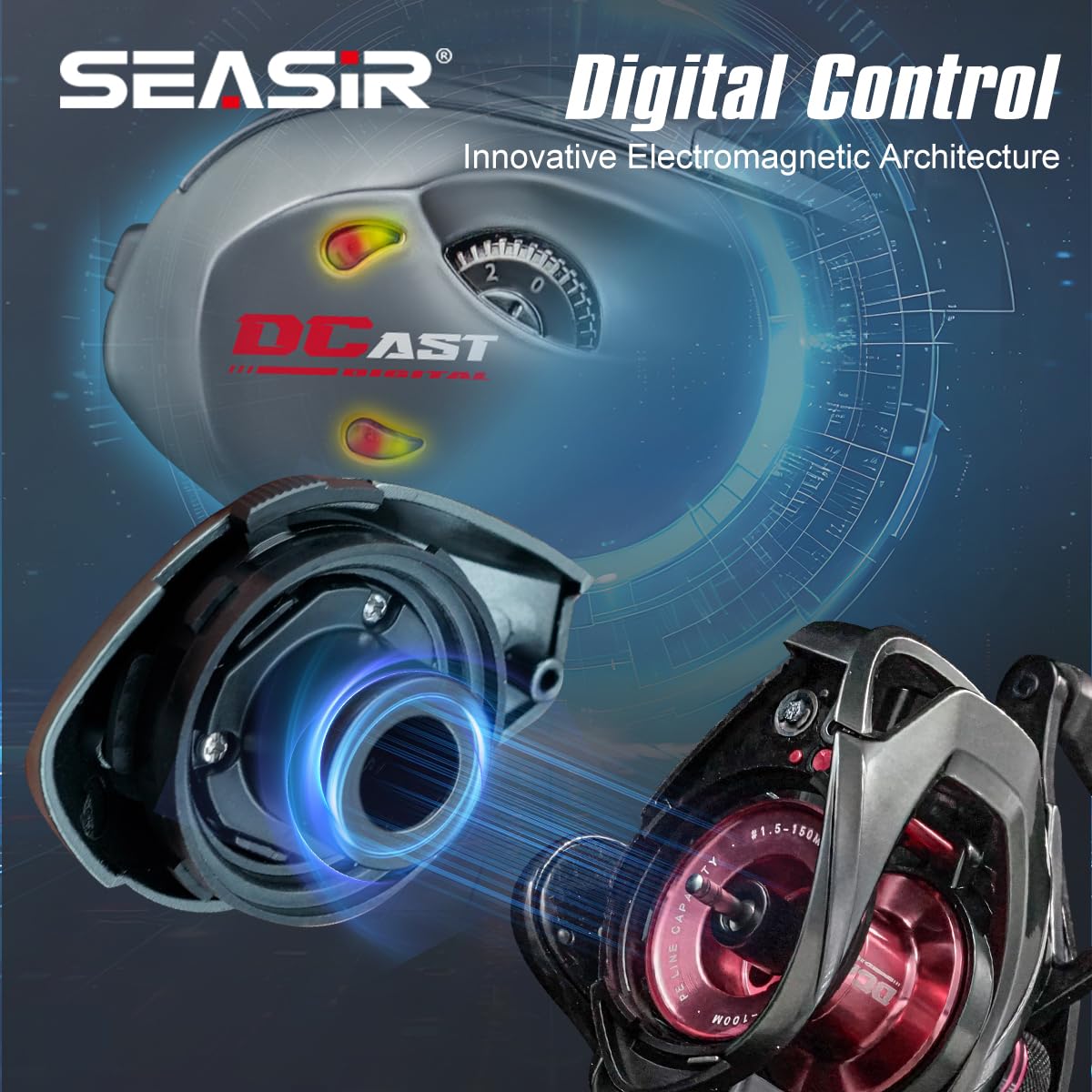 Amazon.com : SEASIR DCast Baitcaster Reel, Digital Control Fishing
