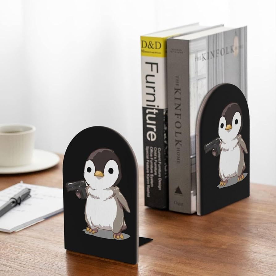 ペンギンブックスタンド Amazon.co.jp: ブックエンド 面白い ペンギン 本立て L型 2枚1組