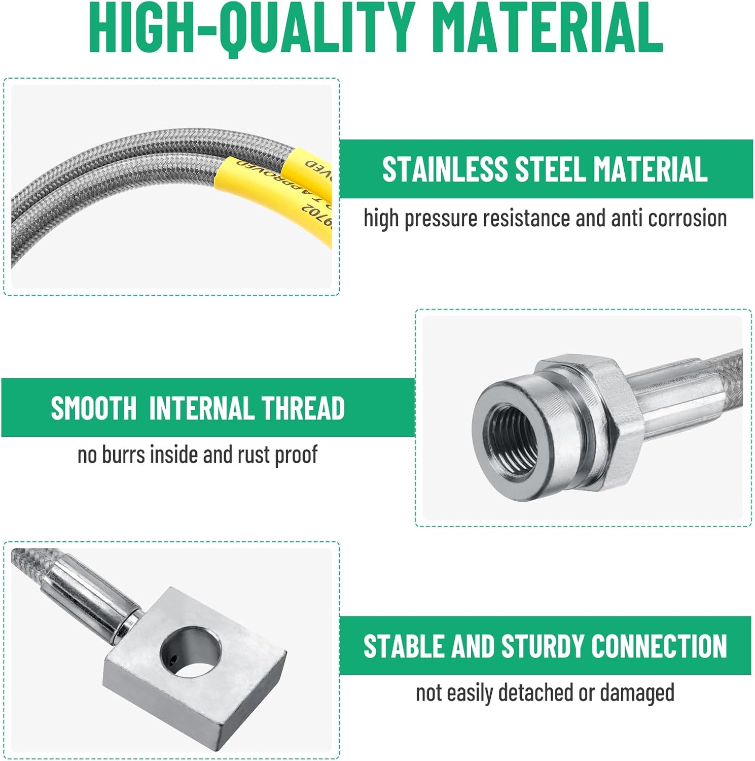 Front Brake Line 89702, Stainless Steel Extended Brake Line Kit Compatible with 1984-2001 Jeep Cherokee XJ 2WD/4WD, 1987-2006 Jeep Wrangler TJ/YJ 4WD, for 4"-6" Suspension Lift