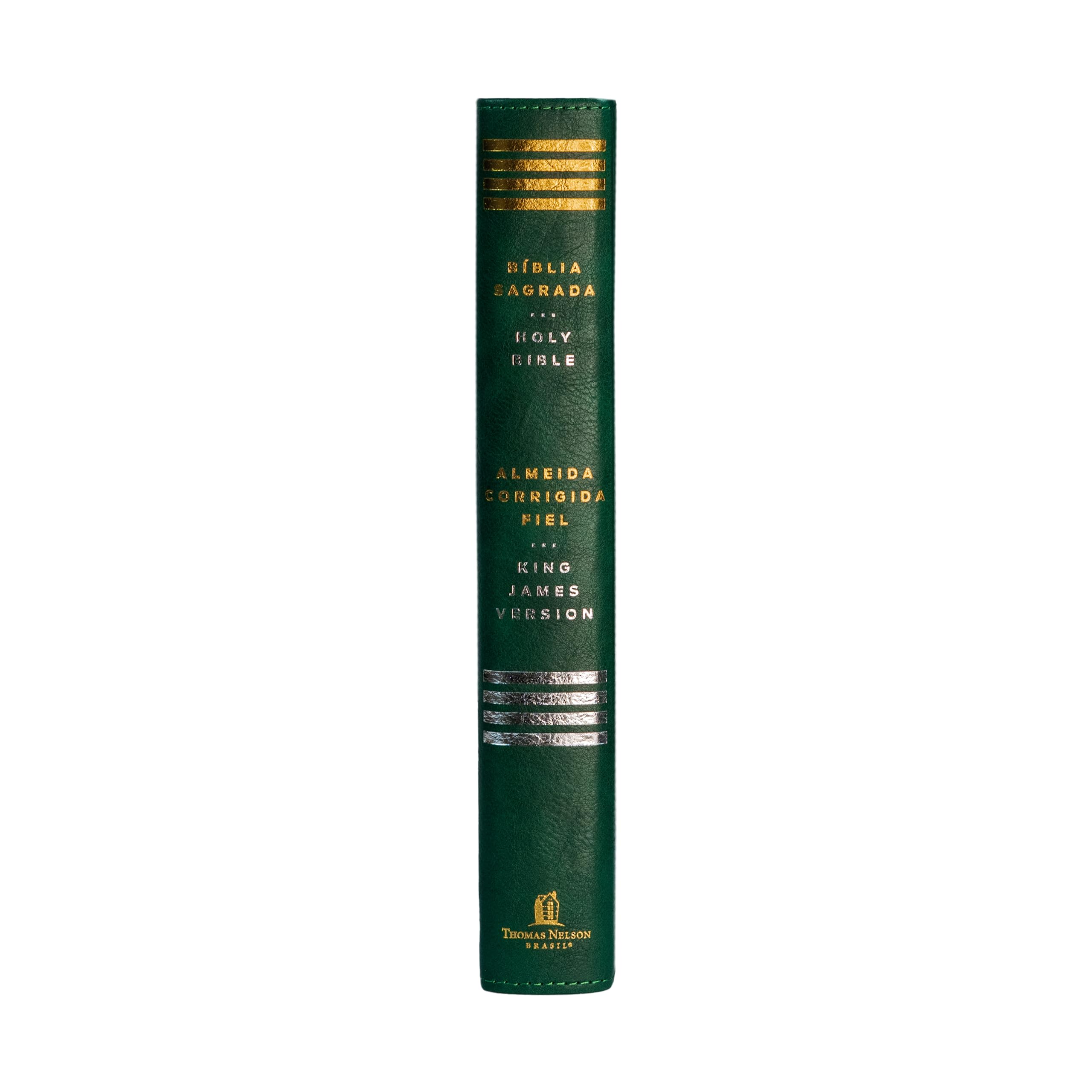 Bíblia Bilíngue, Português/Inglês, ACF/KJV, Couro Soft, Verde, Leitura Perfeita