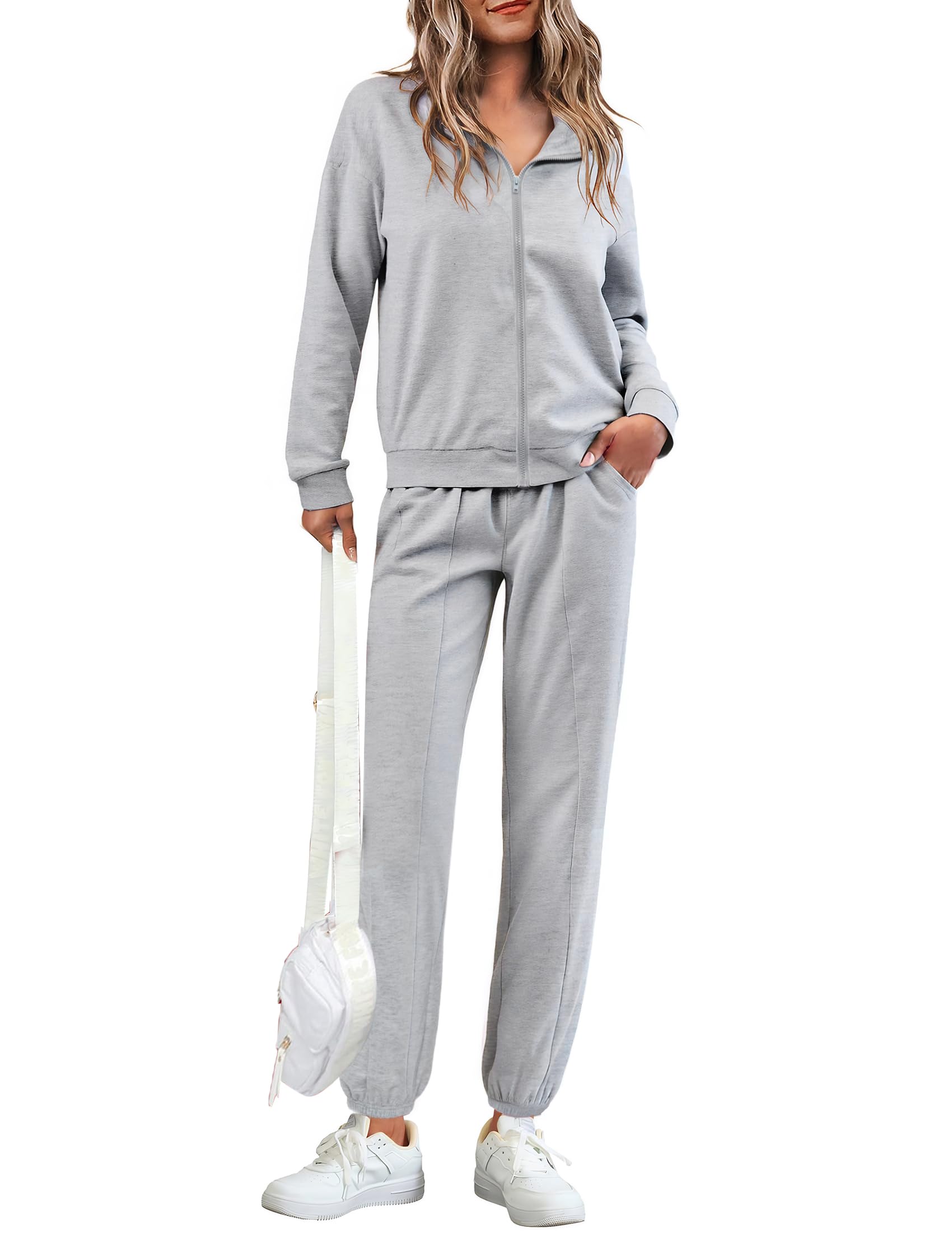 Terecey Tuta Donna Invernale Elegante e Sportiva con Colletto Alto Abbigliamento Fitness Casa con Cerniera Frontale