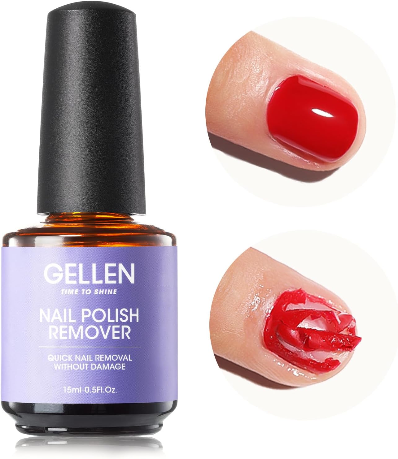 Gellen Gel Nail Polish Remover, 1pc Gel Polish Remover for Nails, Quick & Easy Nail Gel Remover in 2-5 Minutes, No Need Soaking Or Wrapping -15ml