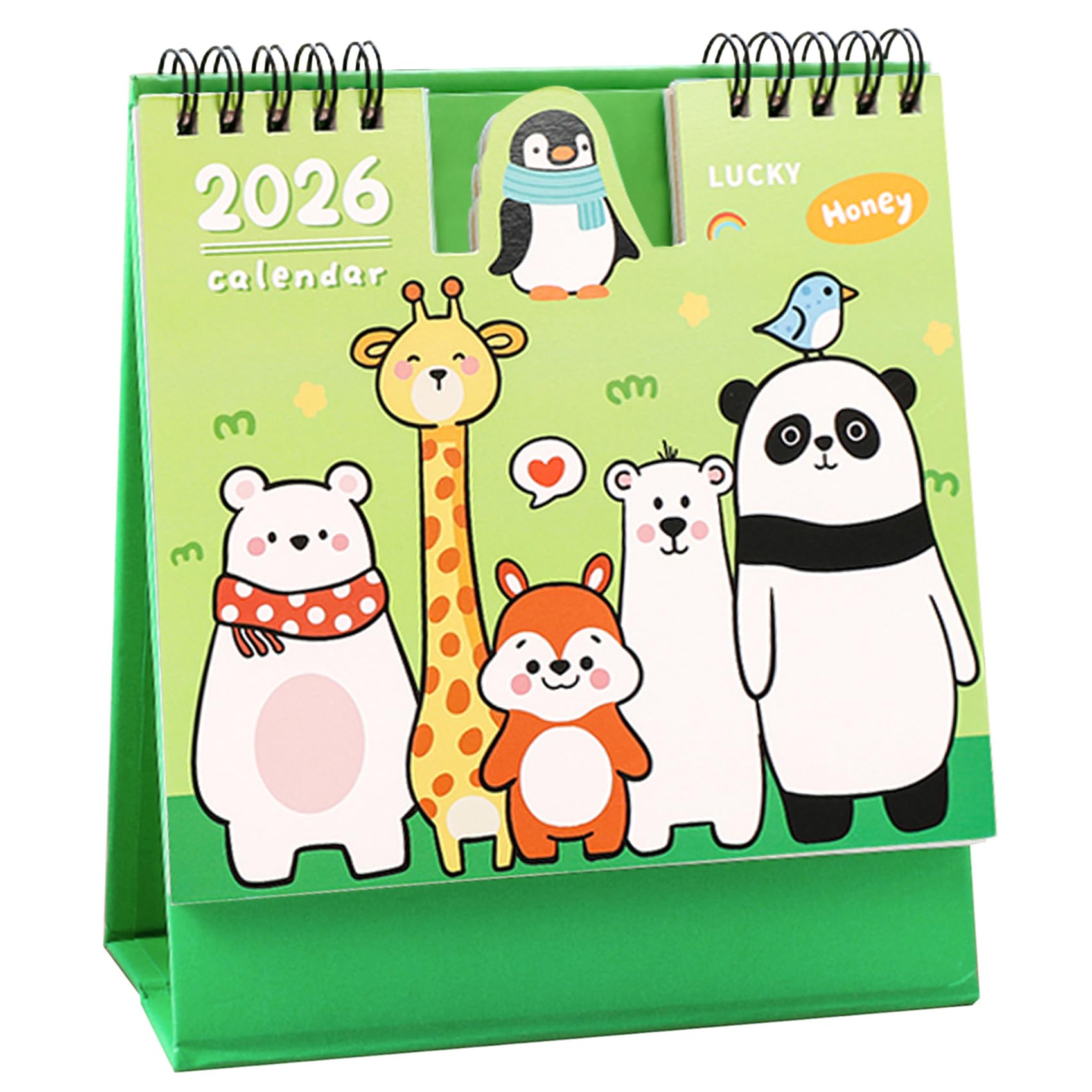 2026 Mini Desk Calendar New Year Monthly Cute Cartoon Calendar 6.3" x 6" - Penguin (Oct. 2025 to Dec. 2026)