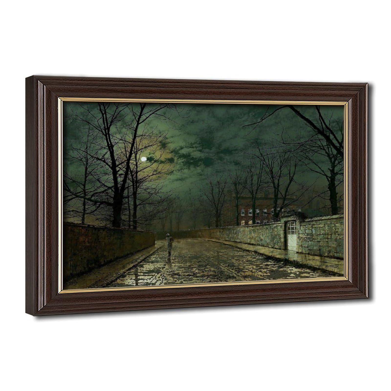 WCYB Stretched Canvas Moonlight After A Rain by John Atkinson Grimshaw Street Scenes Prints Posters Canvas Deco Paintings Wall Art For Office Hangable Fram