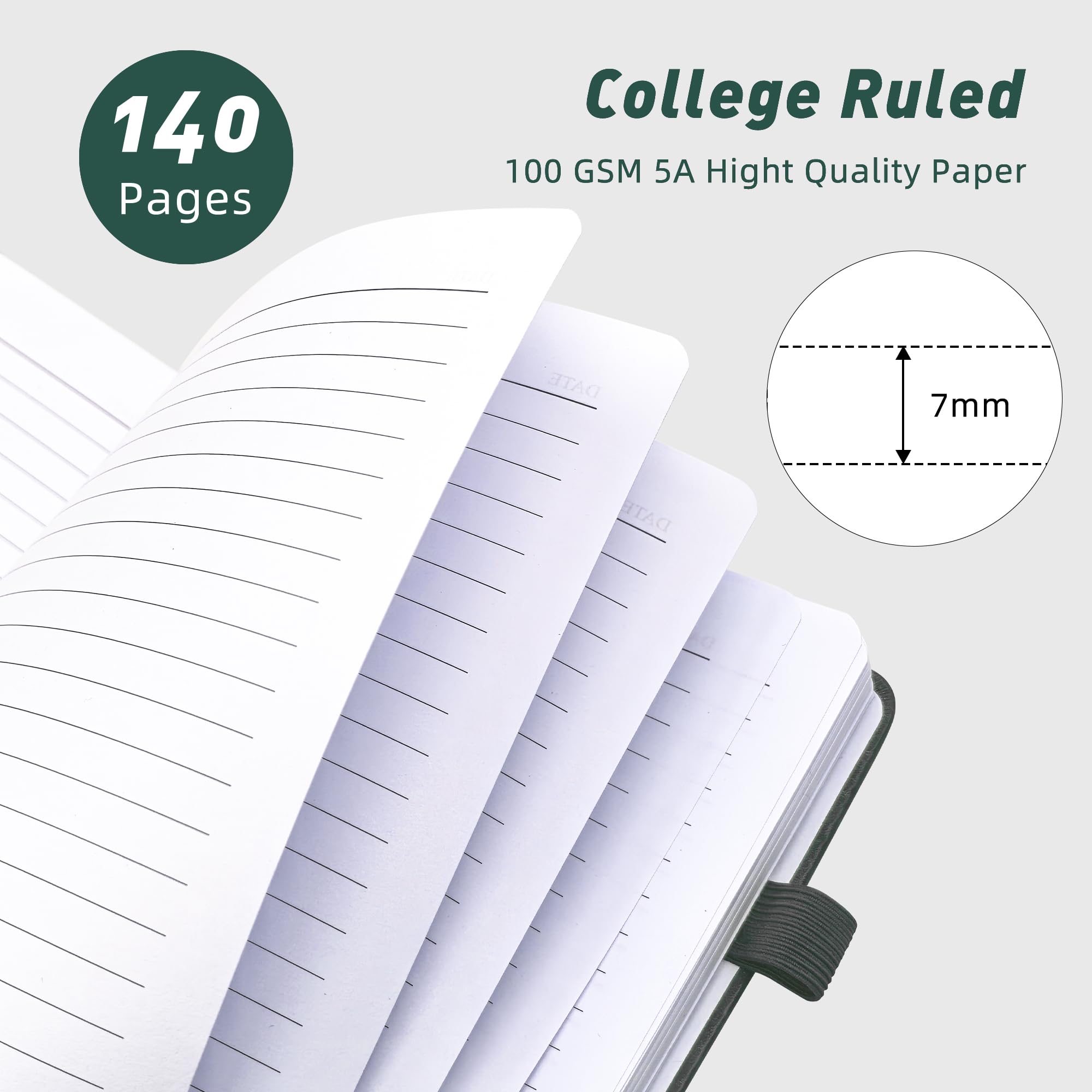Liniertes Spiral-Tagebuch, Notizbuch für Damen und Herren, College, liniert, Hardcover, Notizbuch für Arbeit und Notizen, Tagebücher zum Schreiben, 100 g/m², Business, Schule, 140 Seiten, A5 (14,7 x