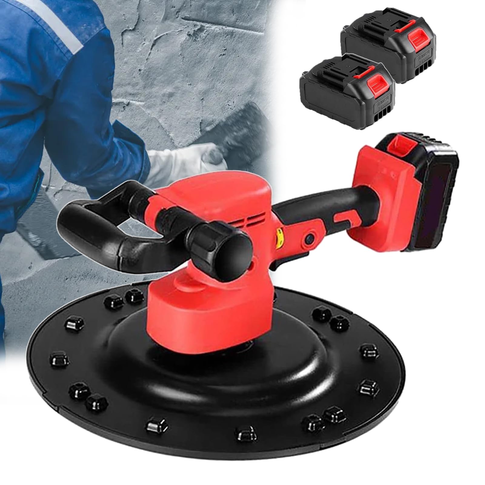 Cazzuola elettrica per calcestruzzo e lucidatura muri, senza fili, con 6 velocità variabili per levigare superfici in calcestruzzo, cemento e malta