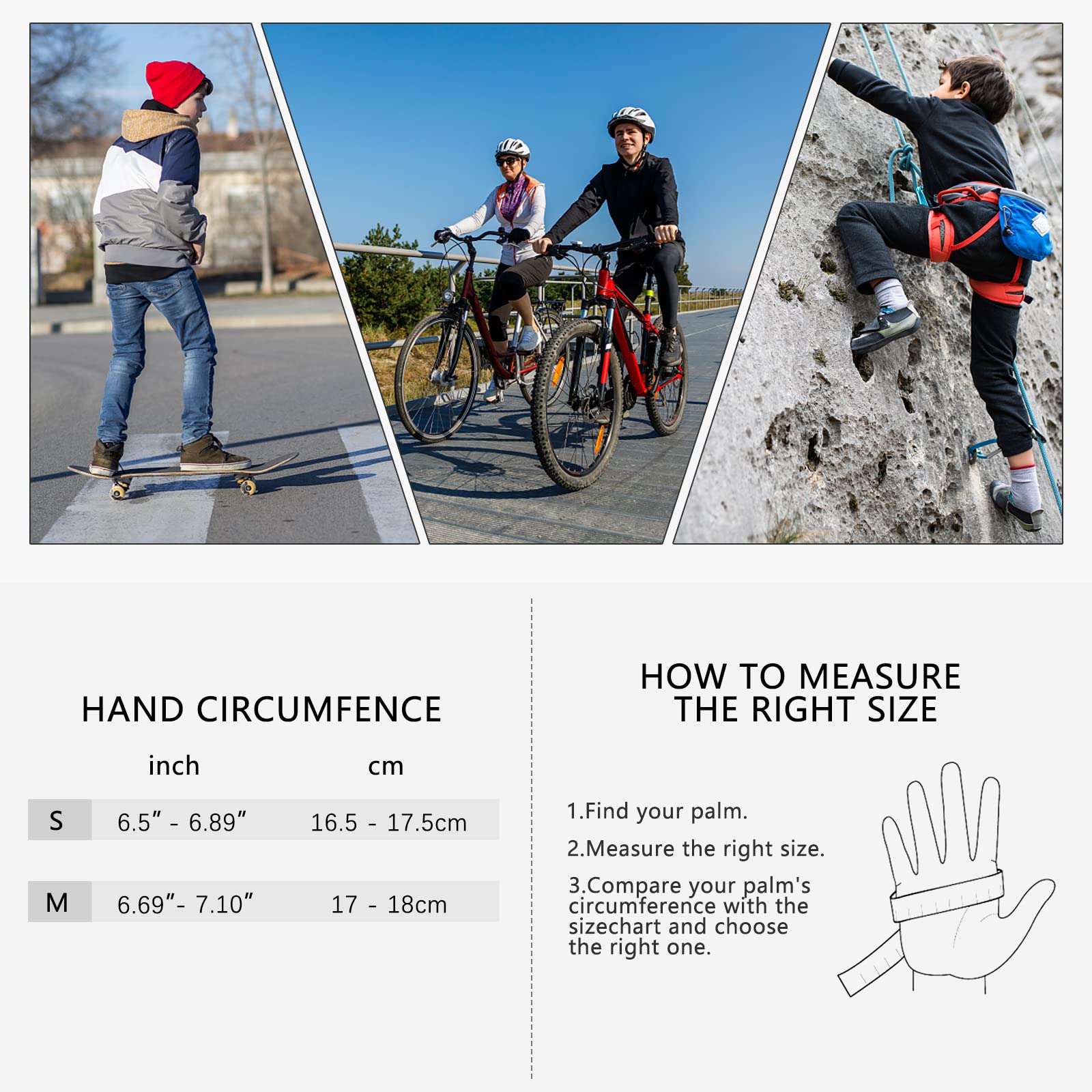 Long Keeper Gants Velo Enfant – Gants de Cyclisme Sports Foot VTT Moto Cross Course BMX à Doigts Complets Mitaine avec Grip en Silicone pour Enfant Garçon Fille