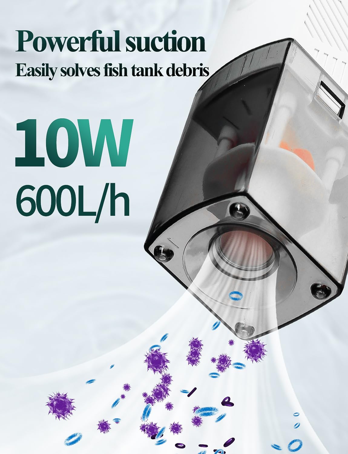 boxtech 4 en 1 Filtre pour Aquarium, Filtre d'aquarium Multifonction, Filtre Submersible Silencieux 10W, débit 600L/H, adapté aux Aquariums de 12-25 gallons