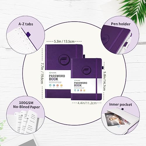 Miniatura 3 de Libro de contraseñas con pestañas alfabéticas, protector de contraseñas de tapa dura, organizador de cuadernos de contraseñas para computadora y