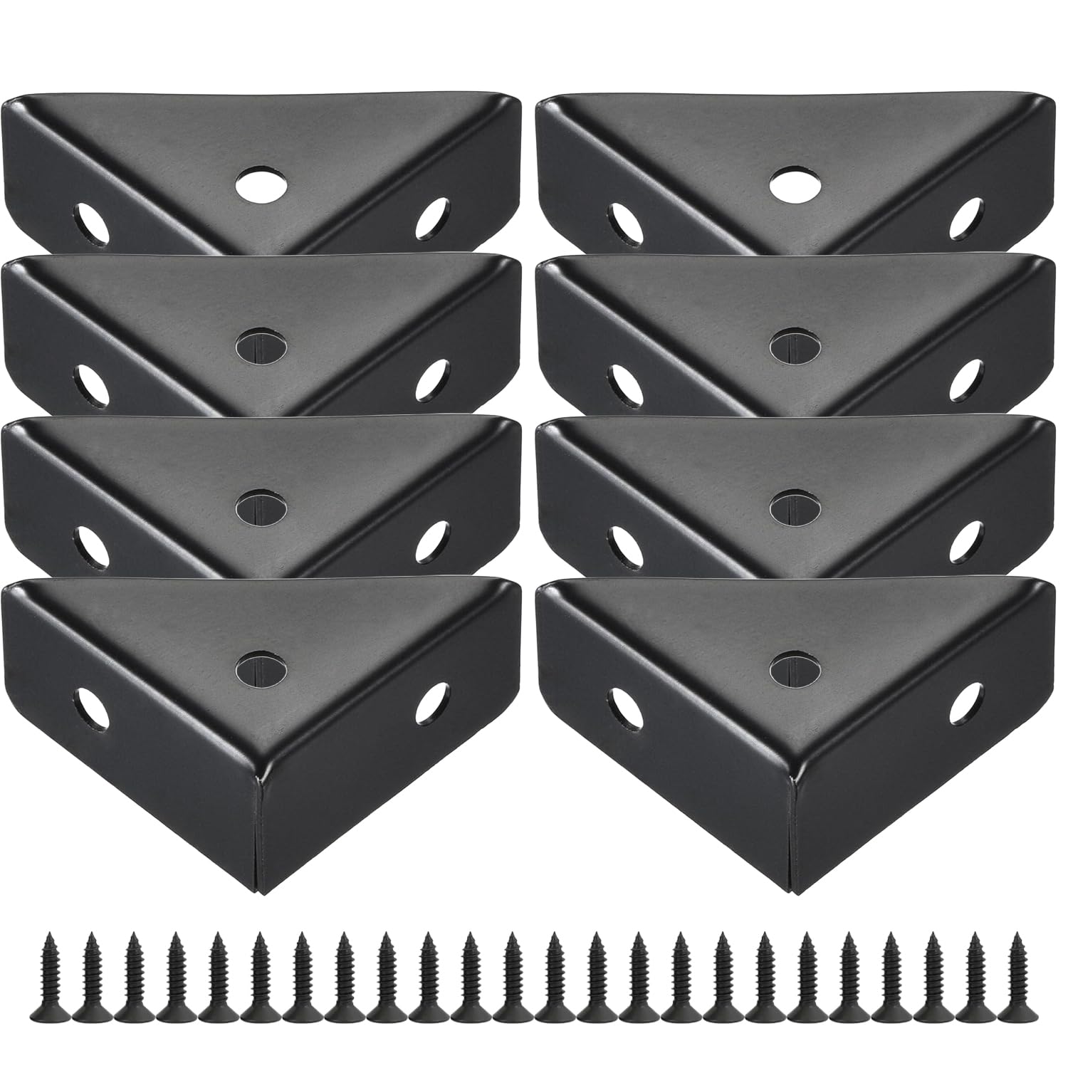 8Pcs Angle Corner Brackets , Cold Rolled Steel Braces Joining Support with Screws for Desk Bed Edge (Black，38mm x 38mm)