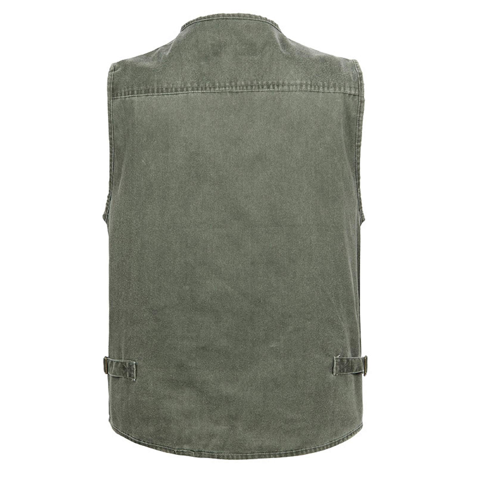 Gilet da uomo multifunzione in cotone con tasche multiple, casual, gilet da pesca, caccia, fotografia, gilet, abbigliamento sportivo in ferro -XL