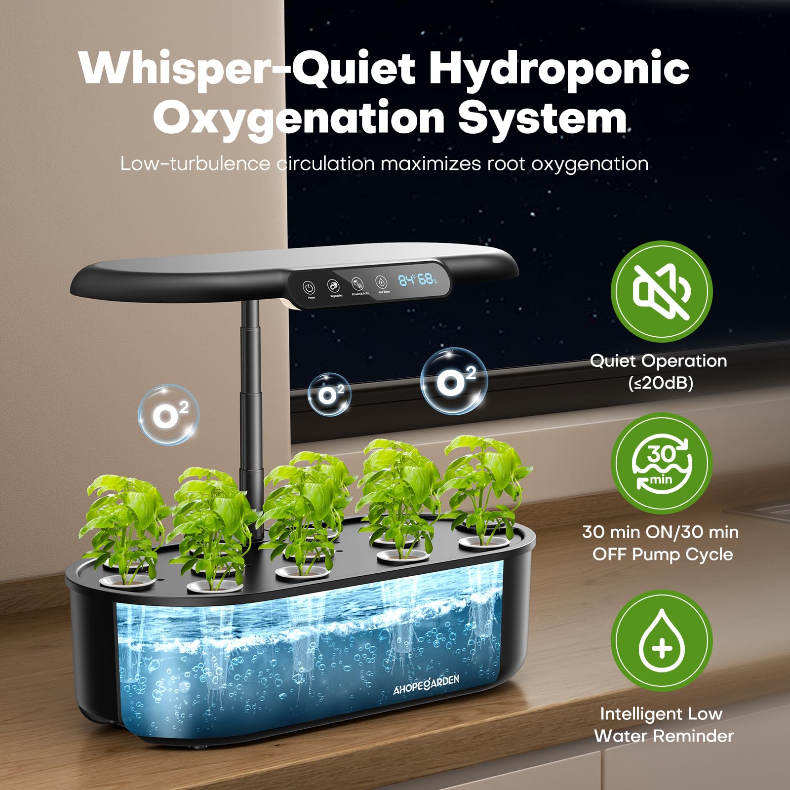 Ahopegarden Sistema di coltivazione idroponica: LCD Temp & Humidity 12