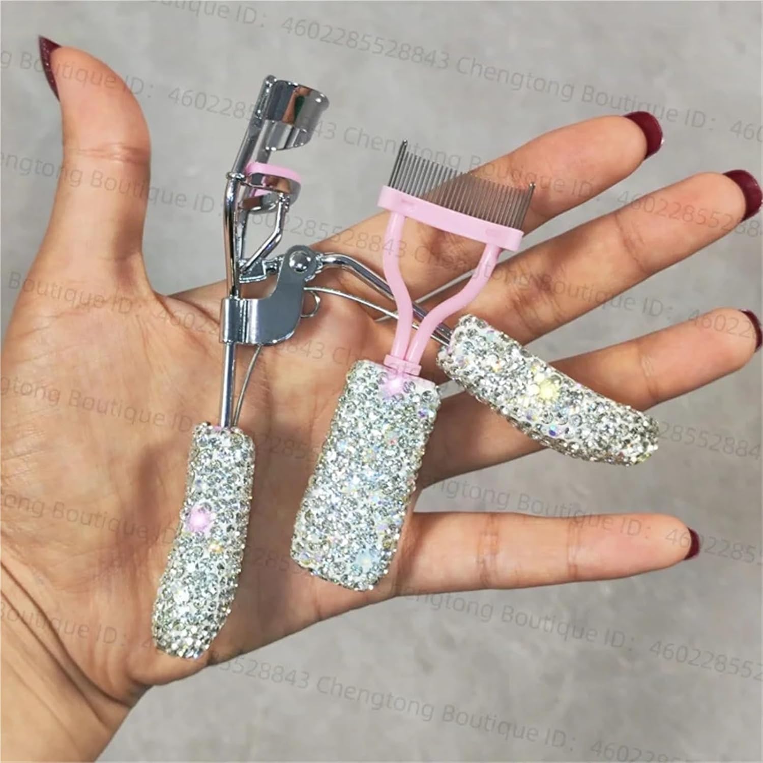 Eyelash Curler Set with Artificial Diamond Curling Mini Portable Eyelash Tool for Beginners