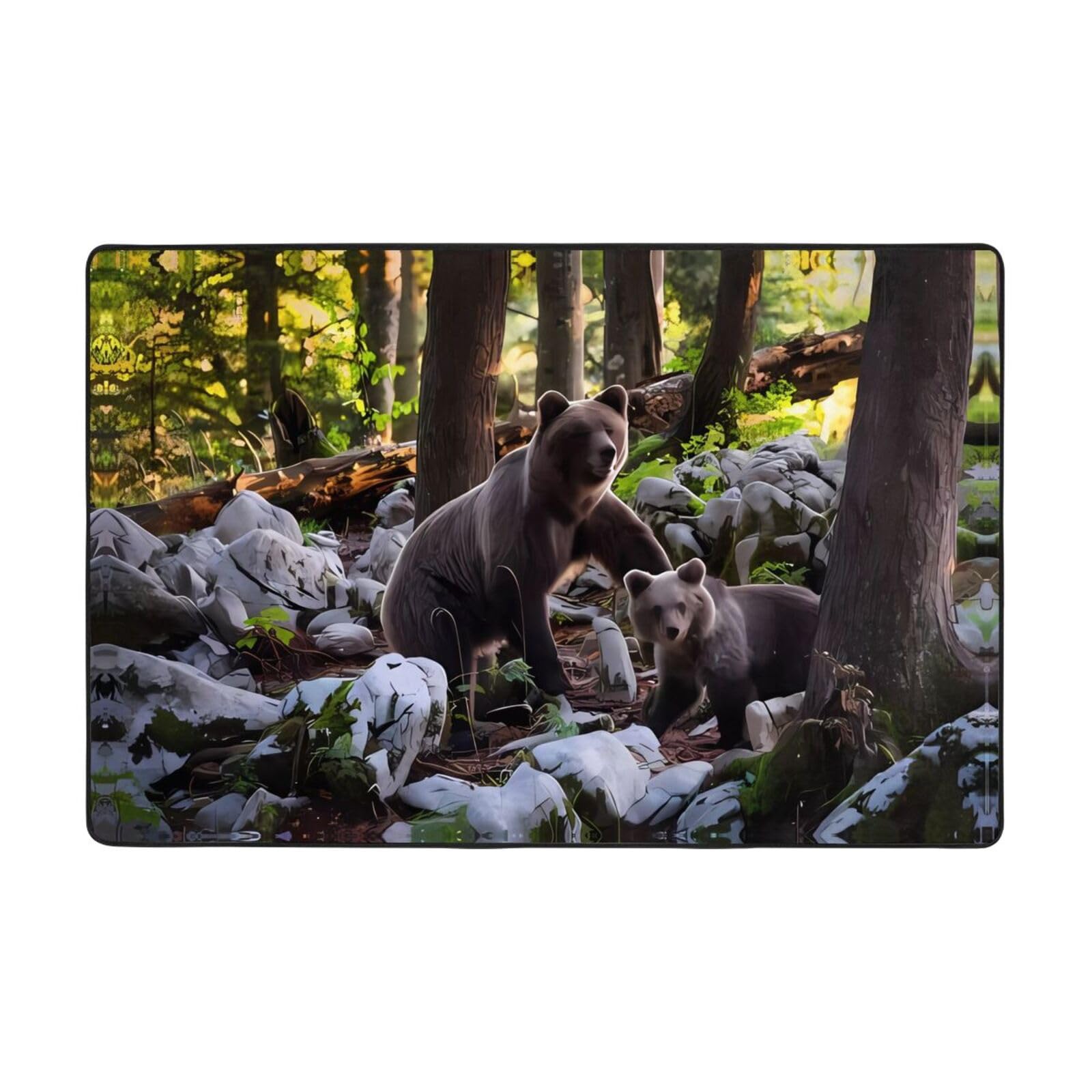 Tapis de sol flanelle ours noir pour stopper l'humidité et protéger le parquet