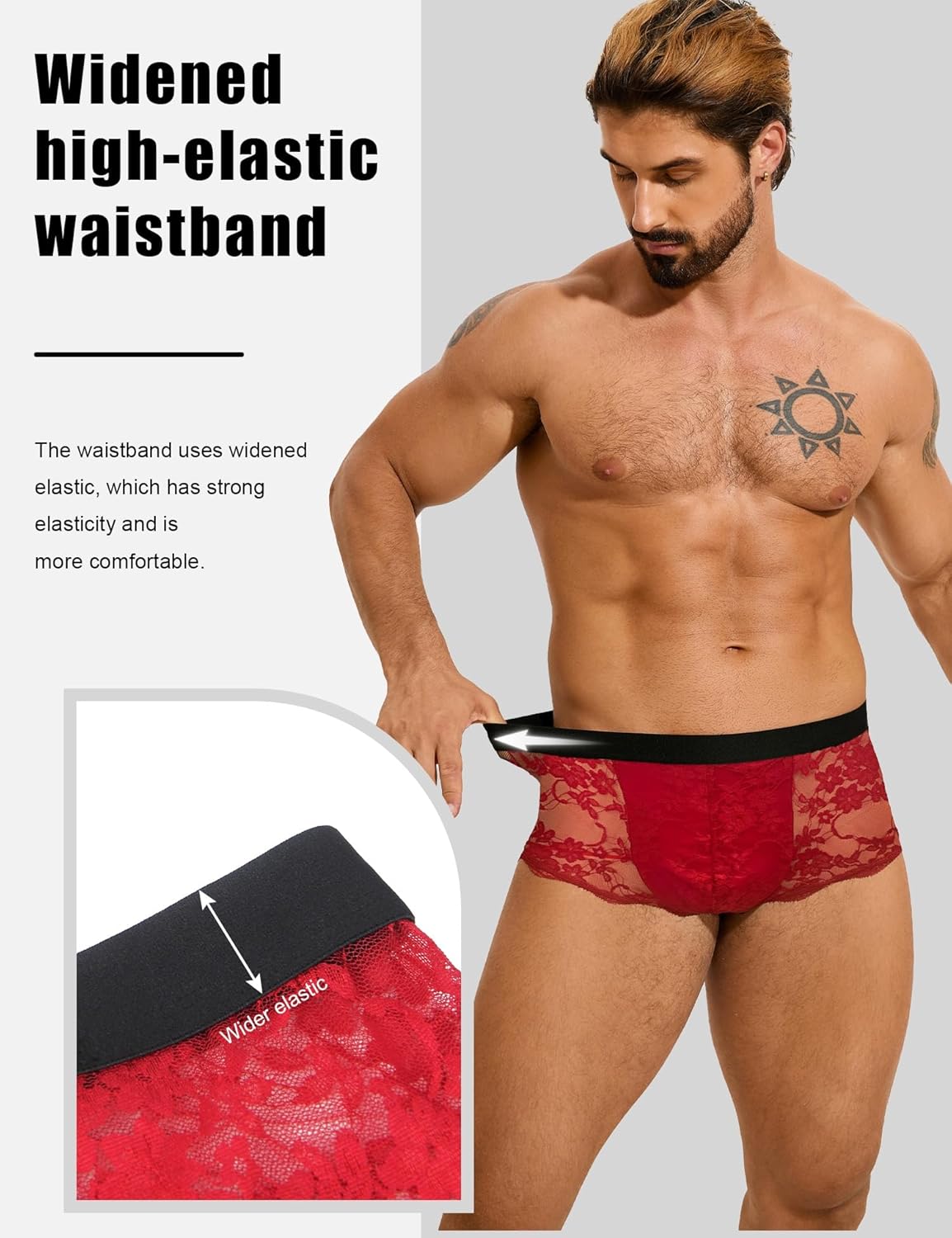 ohyeah Mens Sexy Lace Underwear Low Waist Boxer Briefs with Pouch Breathable Briefs Mesh Trunks Lingerie Underpants Fit S-XXL - Image 4