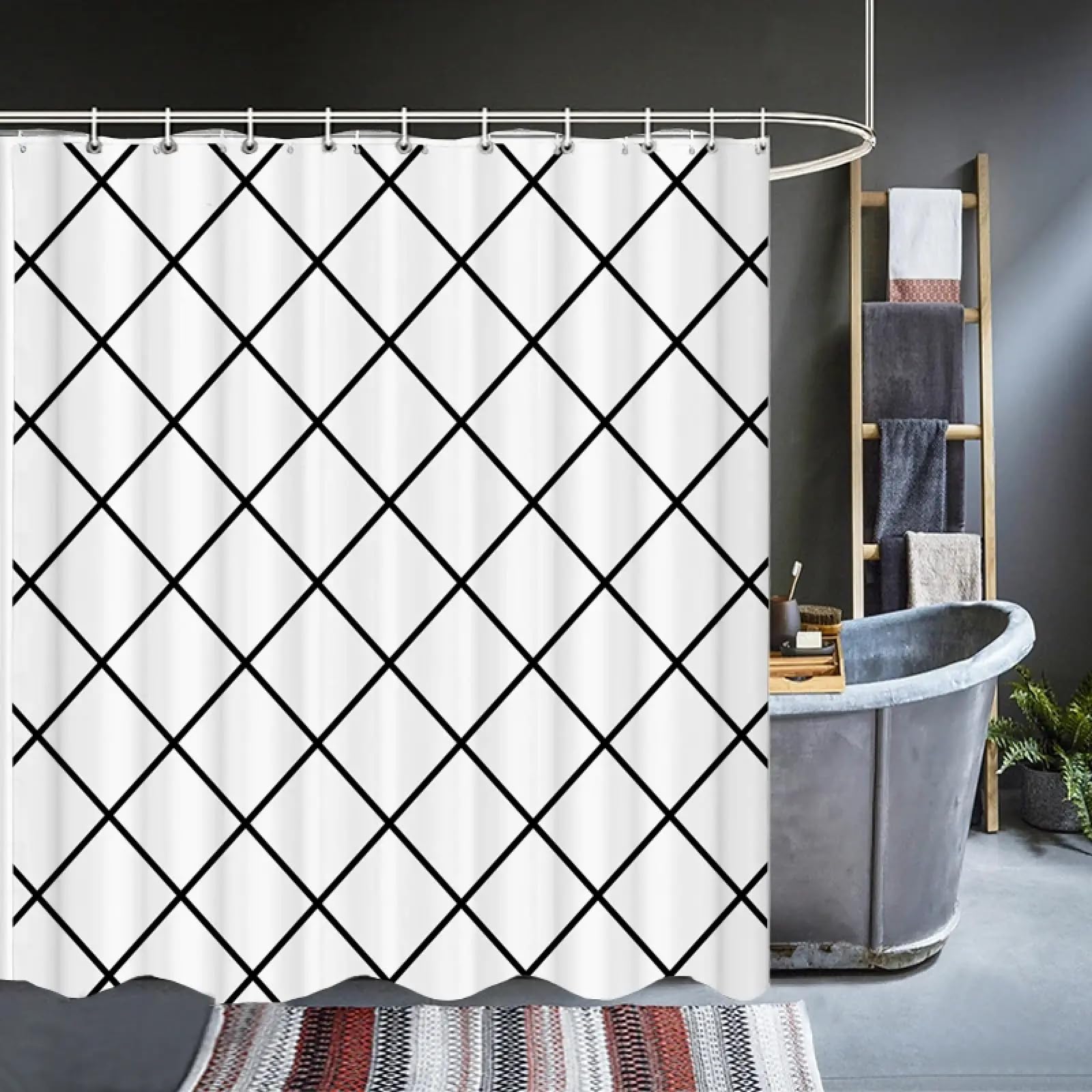Rideaux de douche haut de gamme en tissu lavable à rayures