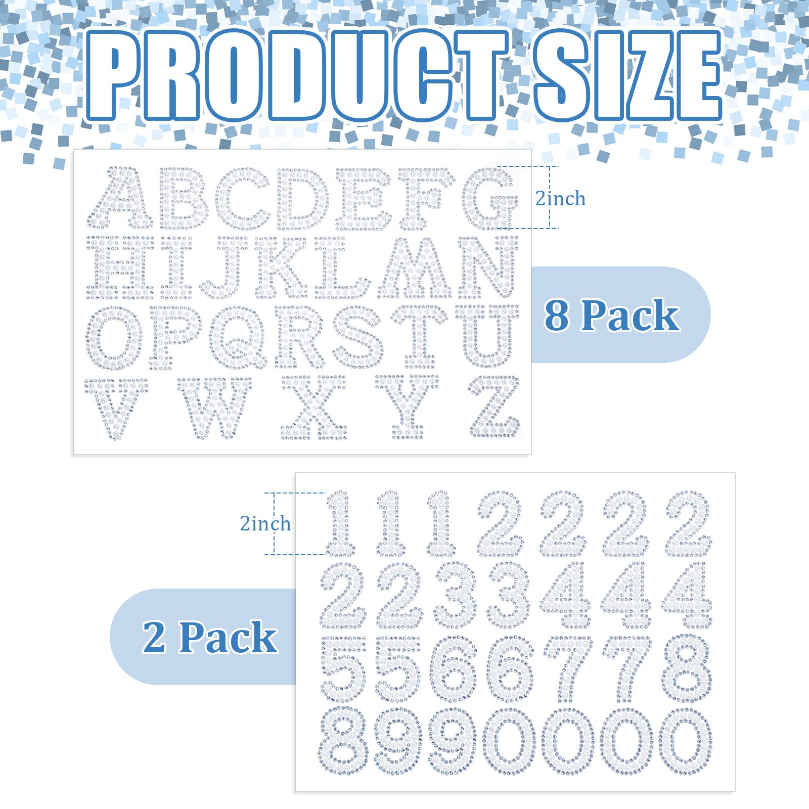 Lot de 264 feuilles d'autocollants en cristal - 8 feuilles d'autocollants en cristal - Lettres de l'alphabet de A à Z - 2 feuilles de patchs à paillettes de 0 à 9 pour loisirs créatifs