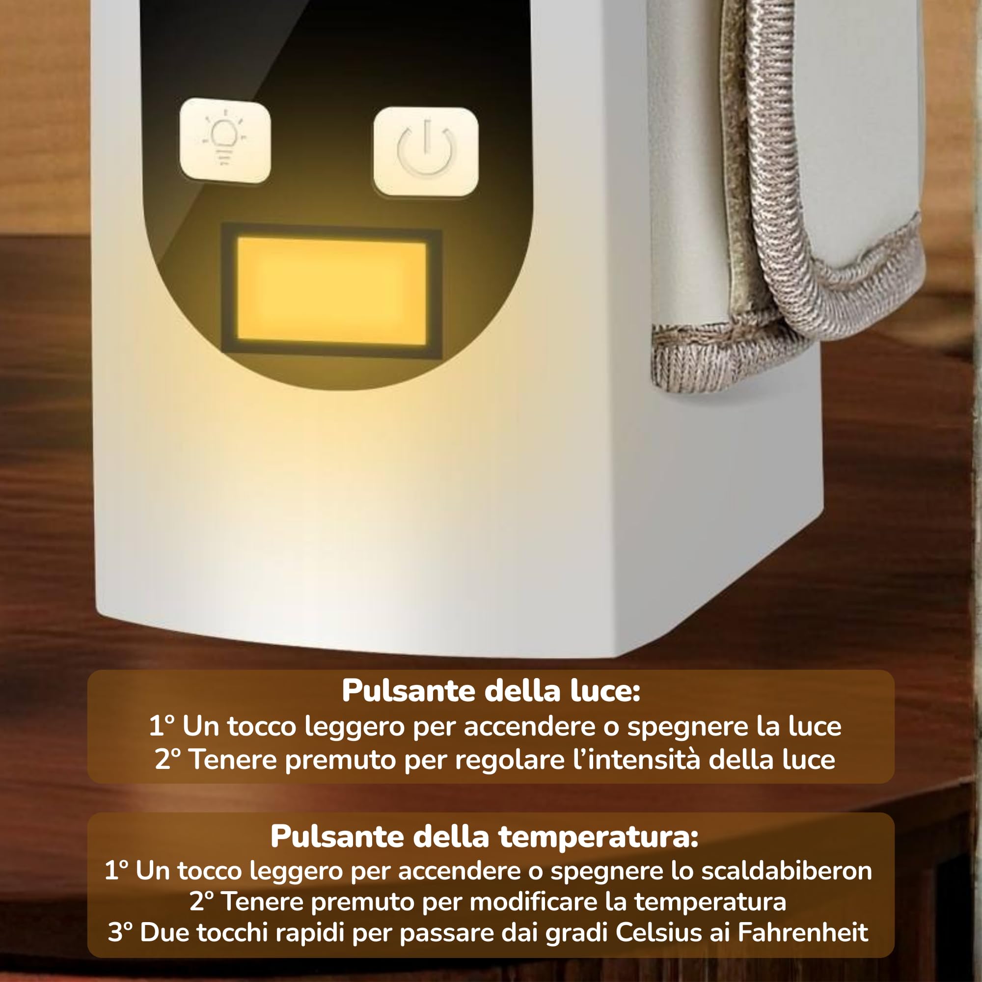 Smartia – Scaldabiberon portatile universale, batteria da 9.000 mAh e resistente ai liquidi, scaldabiberon con display LED e luce notturna per il tuo bambino, 6 livelli di temperatura, Cert. CE e RoHS