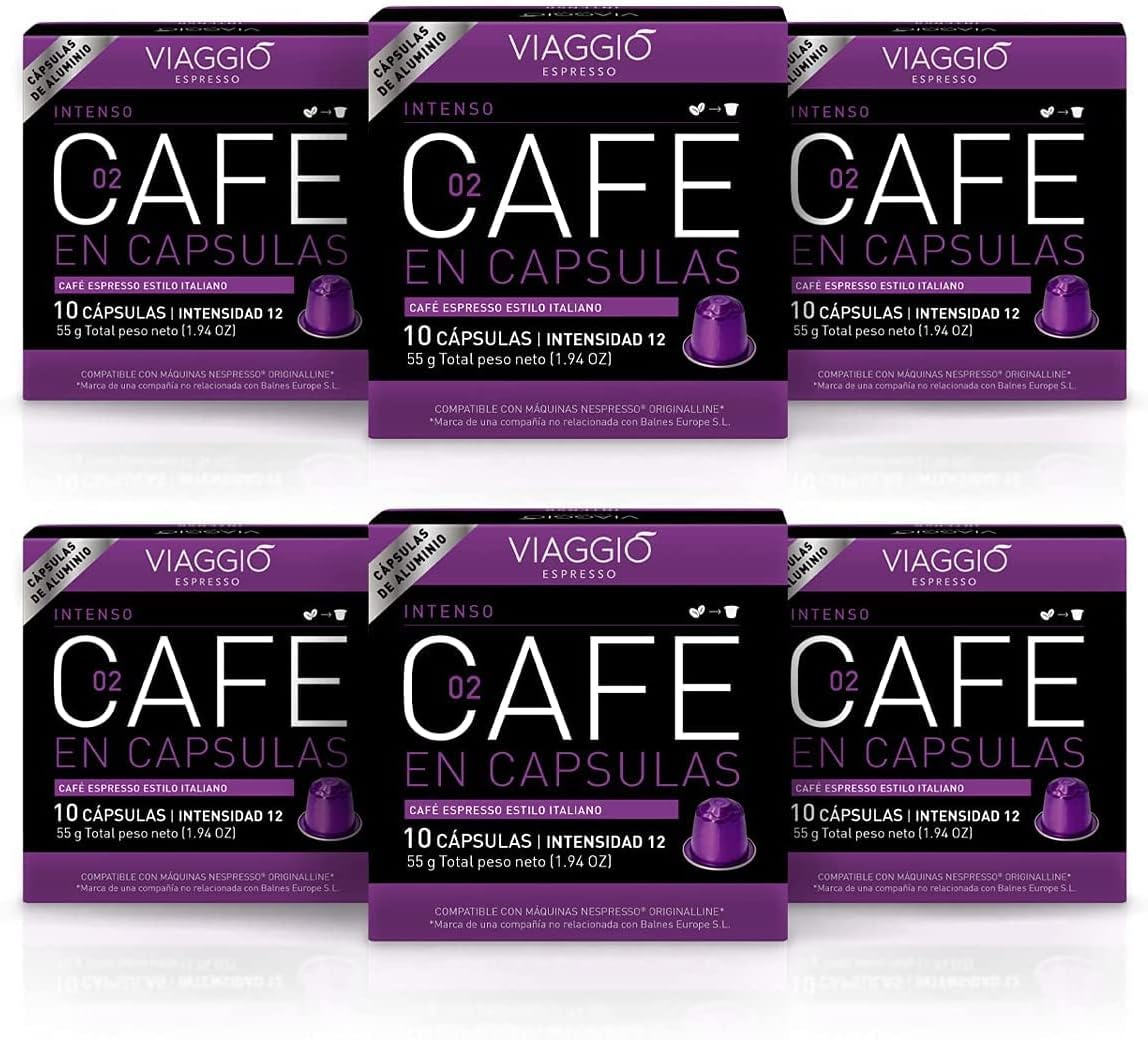 Viaggio Espresso - Single Serve Flavoured Coffee Pods - Aluminium Coffee Capsules Compatible with Nespresso Machine - Intenso Flavour (60 capsules)