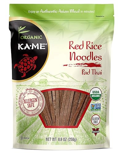 Ka-Me Fideos tailandeses Organic Pad - Fideos de arroz tailandés Red Pad - Proyecto verificado sin OMG (paquete de 6)